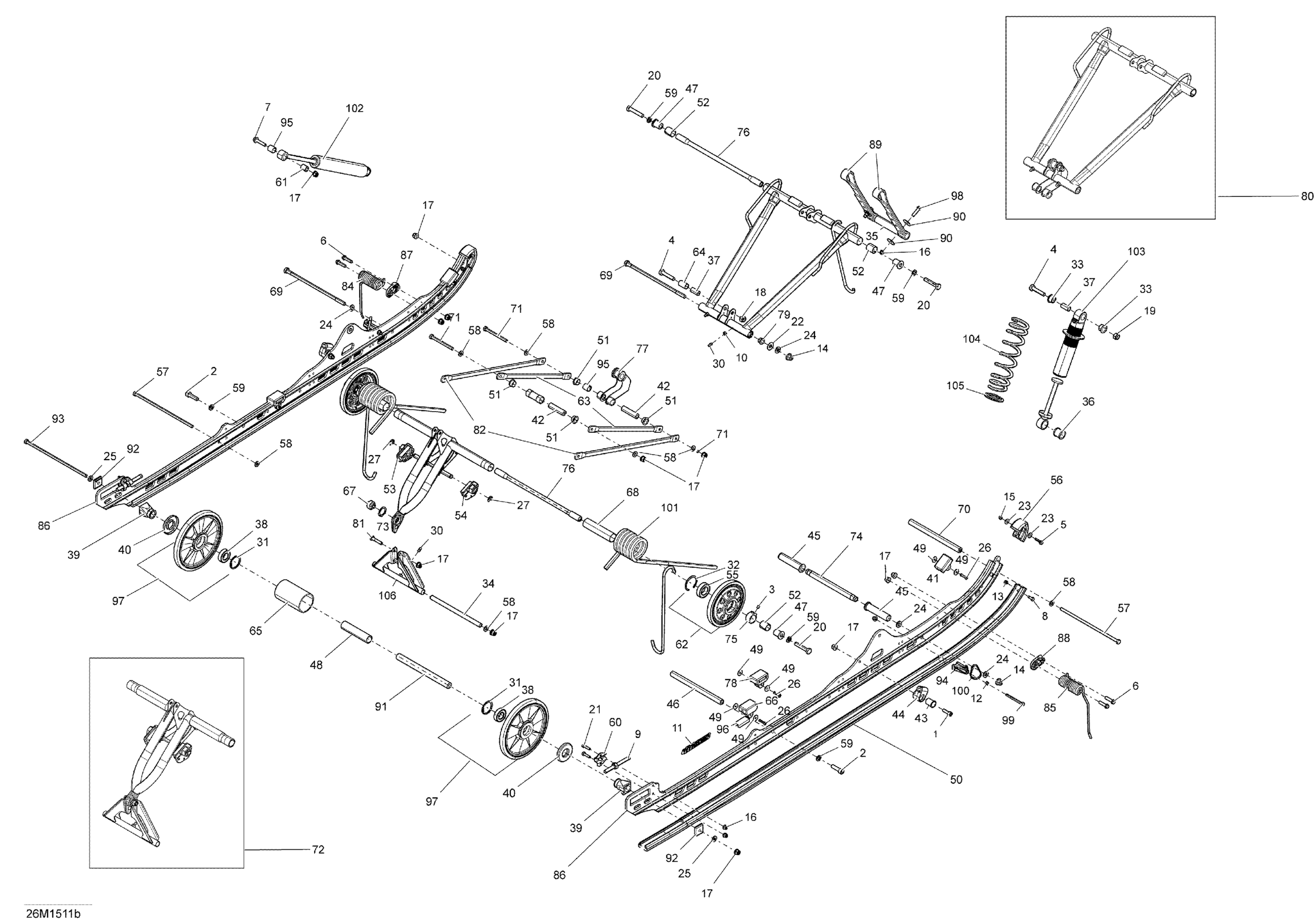 Схема узла: Rear Suspension T3-163-174_26M1511b