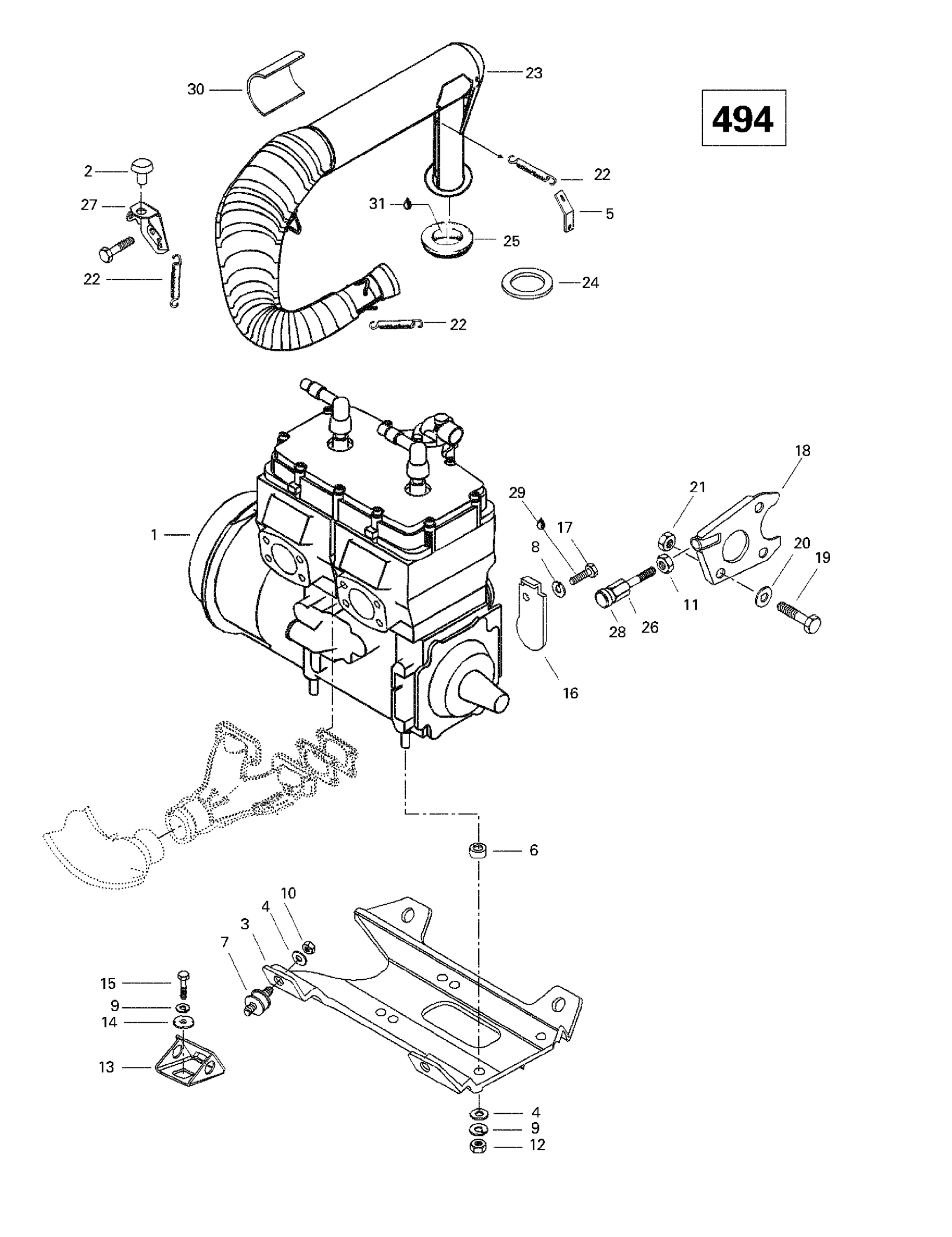 Engine Support And Muffler (494)
