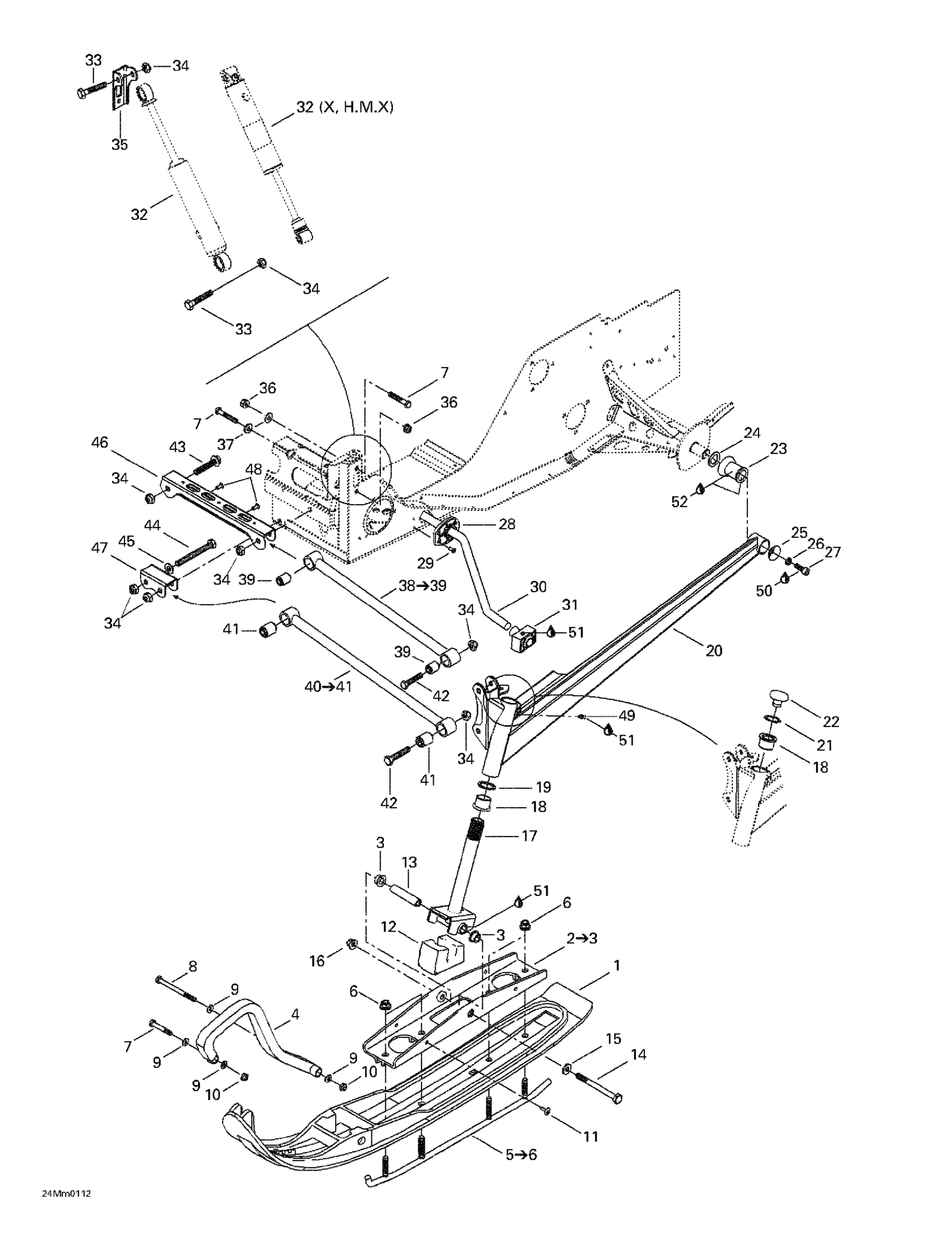 Схема узла: Front Suspension And Ski