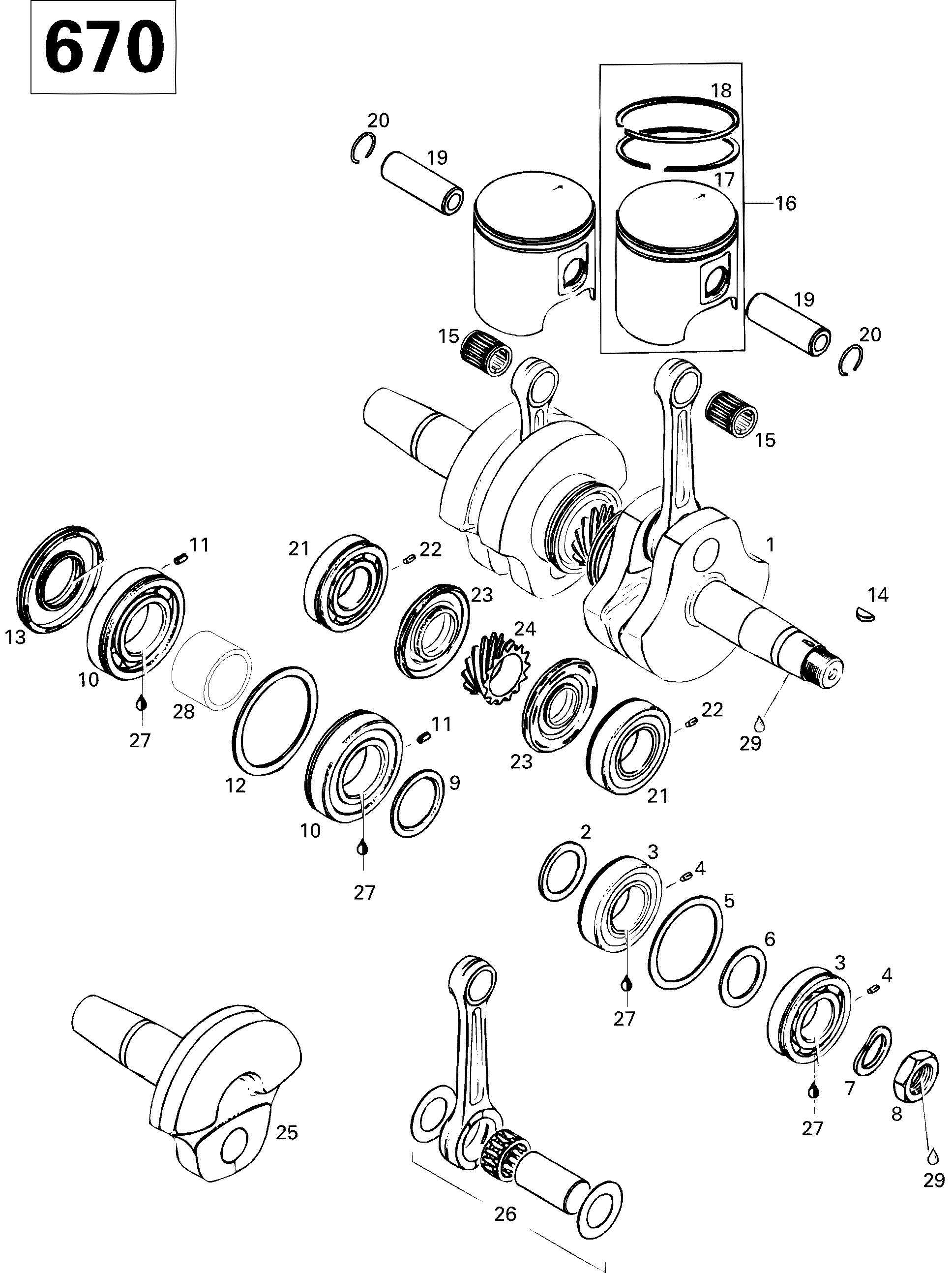 Crankshaft And Pistons 670