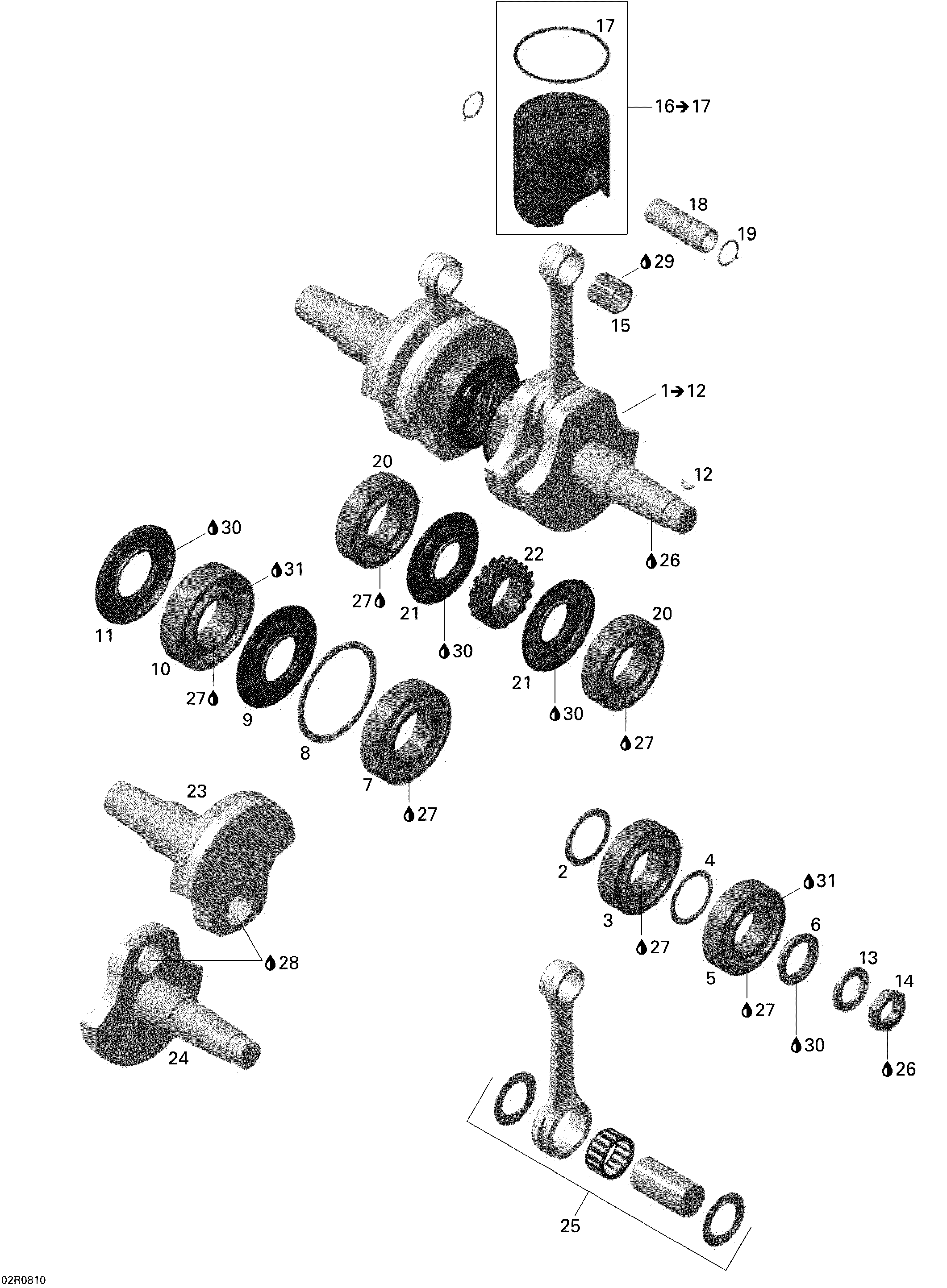 Схема узла: Crankshaft And Pistons