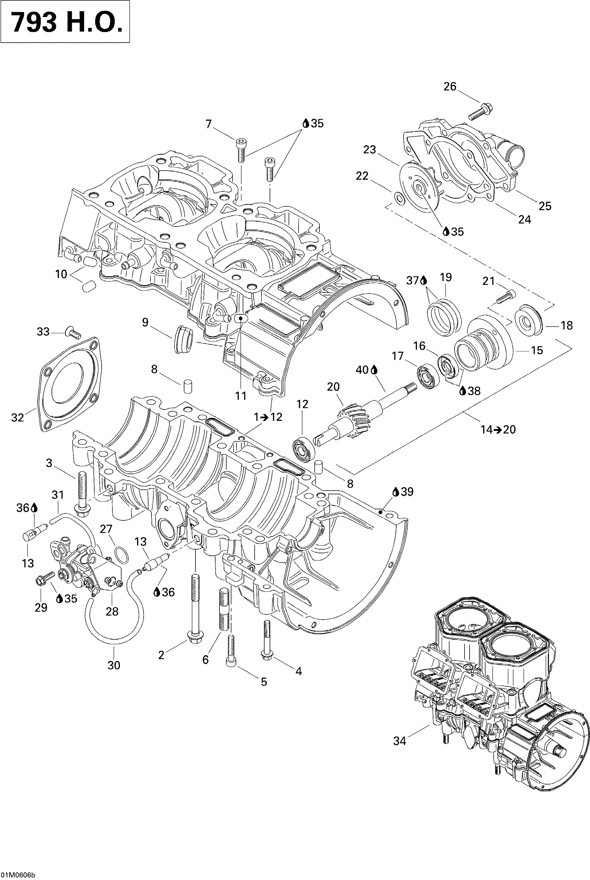 Crankcase, Water Pump And Oil Pump