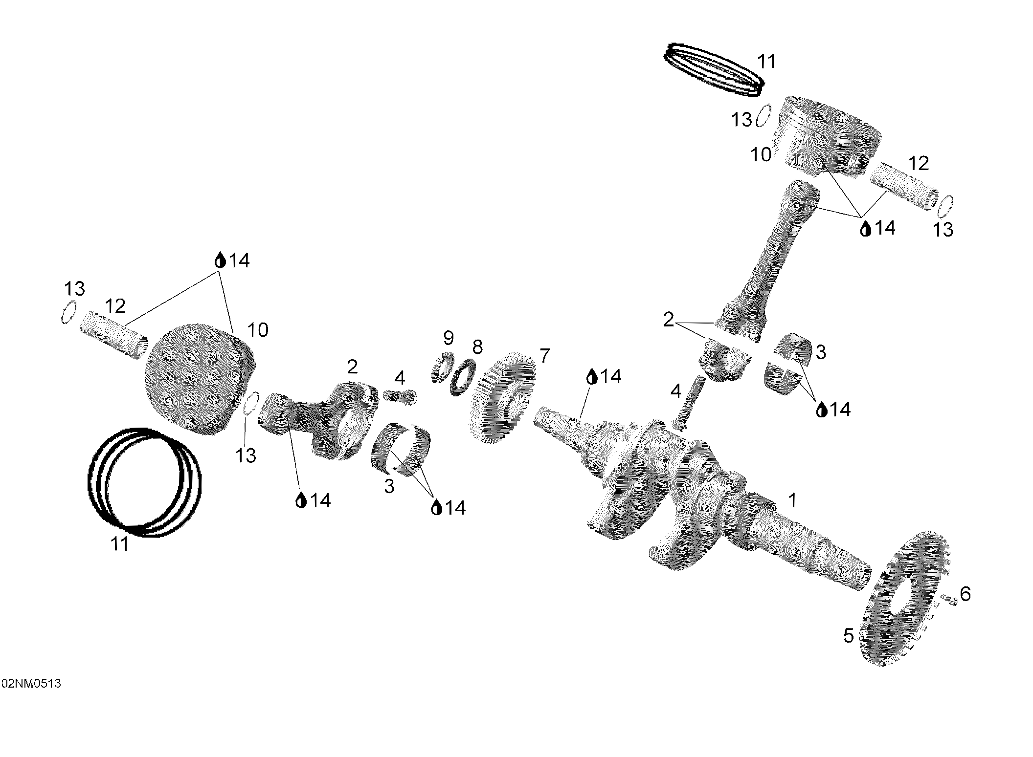Схема узла: Crankshaft and piston