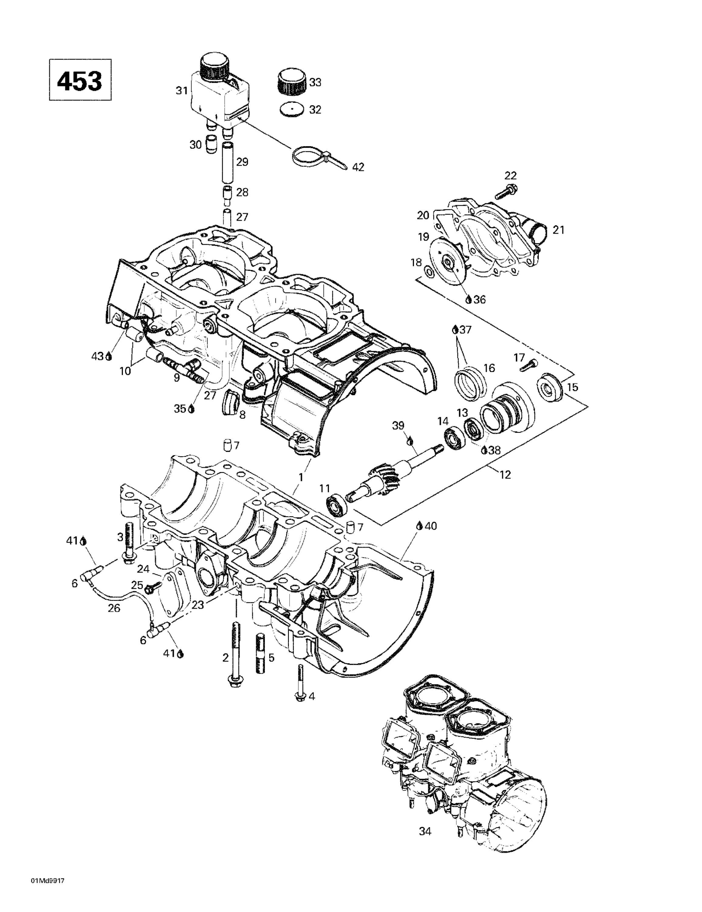 Crankcase, Water Pump (453)