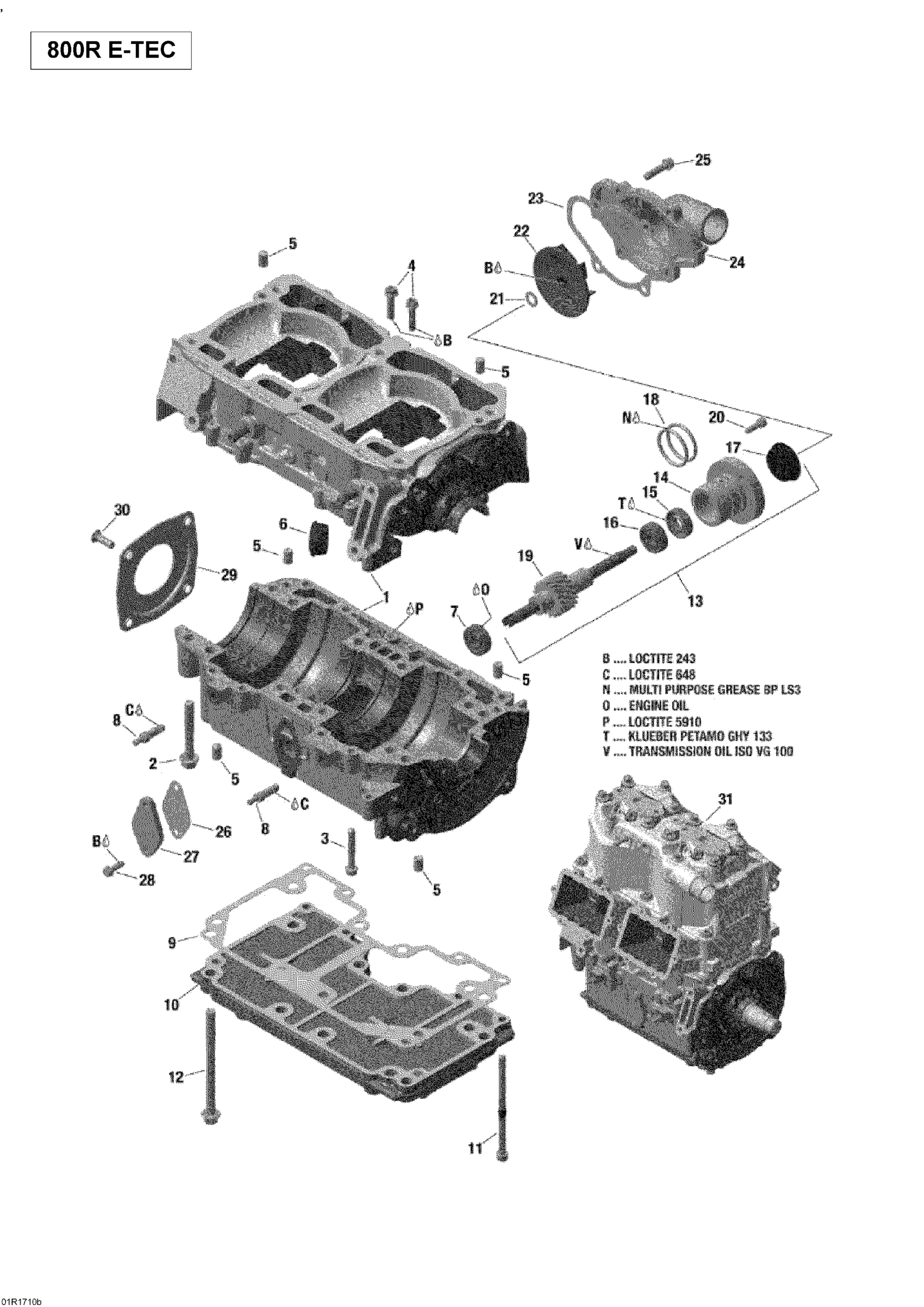 Схема узла: Crankcase And Water Pump - 800R E-TEC
