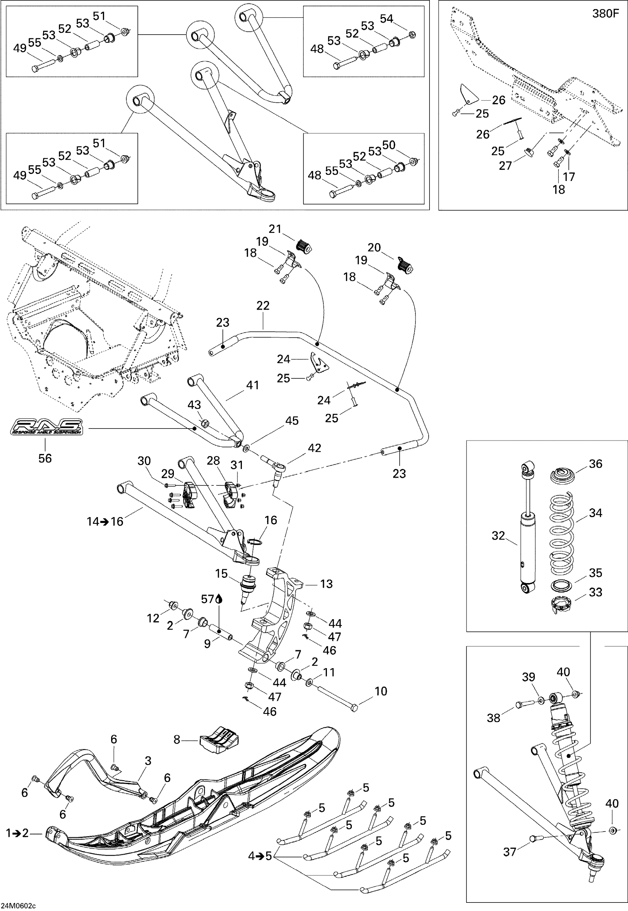 Схема узла: Front Suspension And Ski GSX 380F