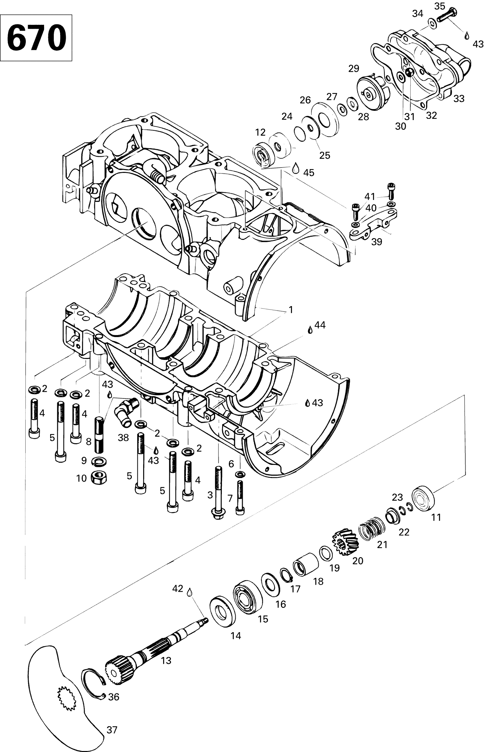 Схема узла: Crankcase (670)