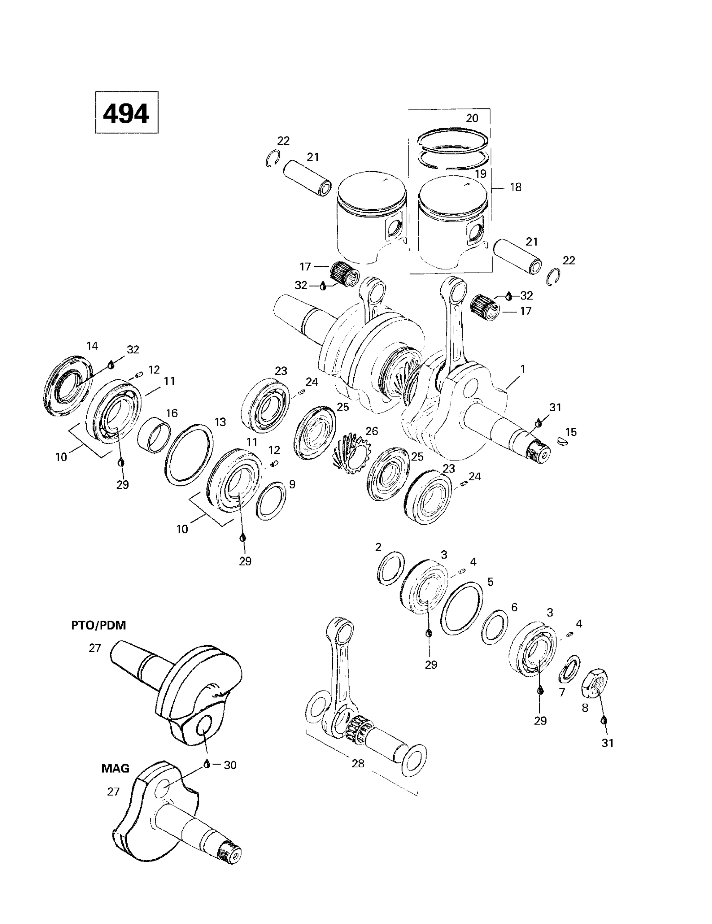 Схема узла: Crankshaft And Pistons (494)