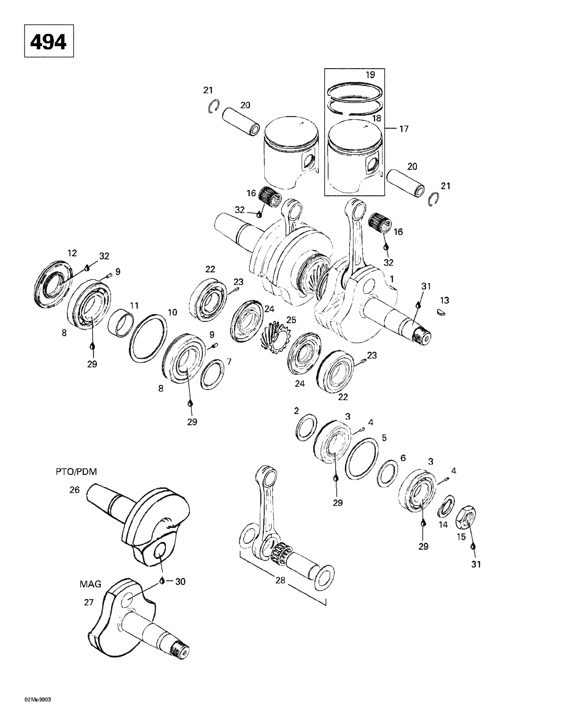 Схема узла: Crankshaft And Pistons (494)