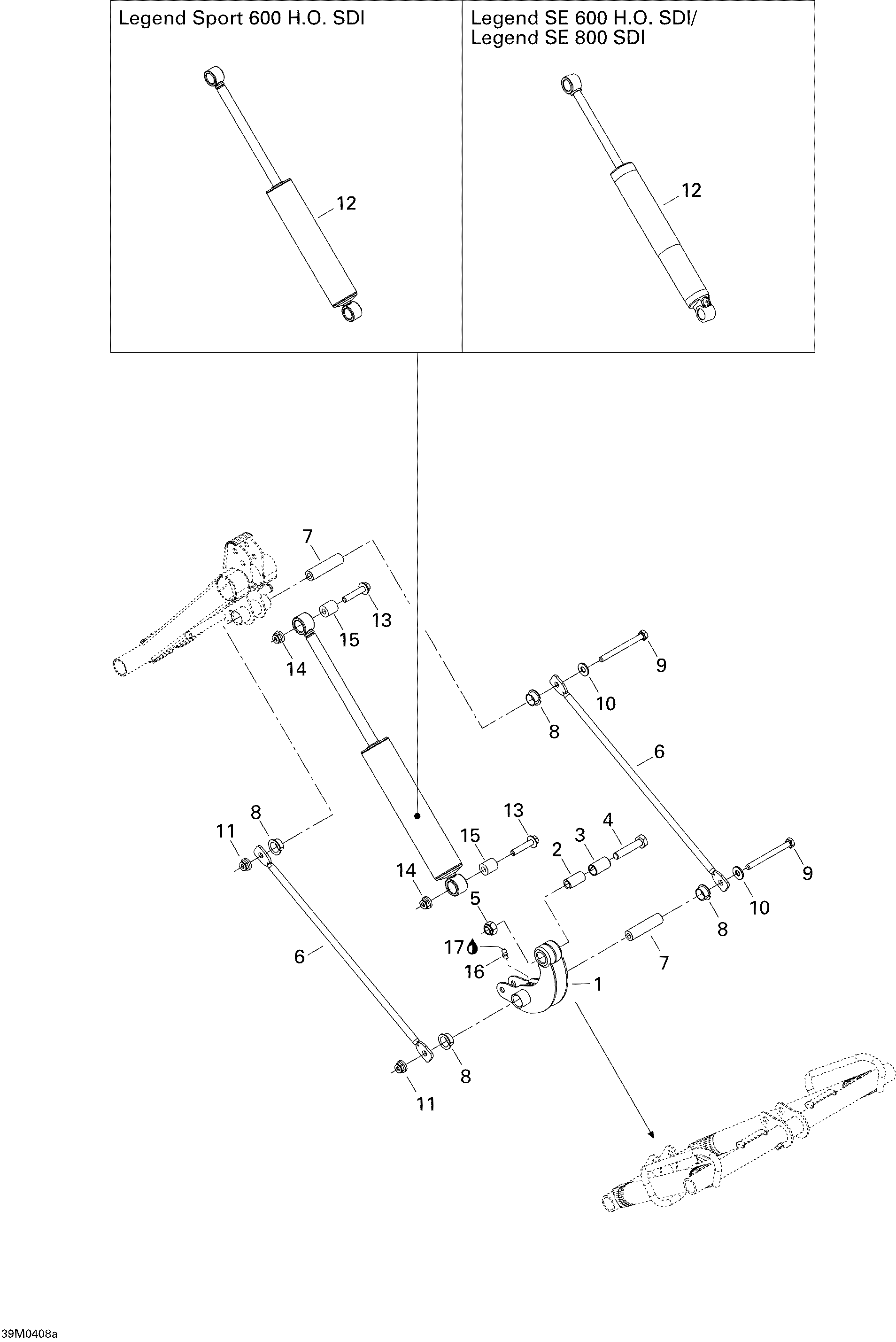 Схема узла: Rear Suspension Shock