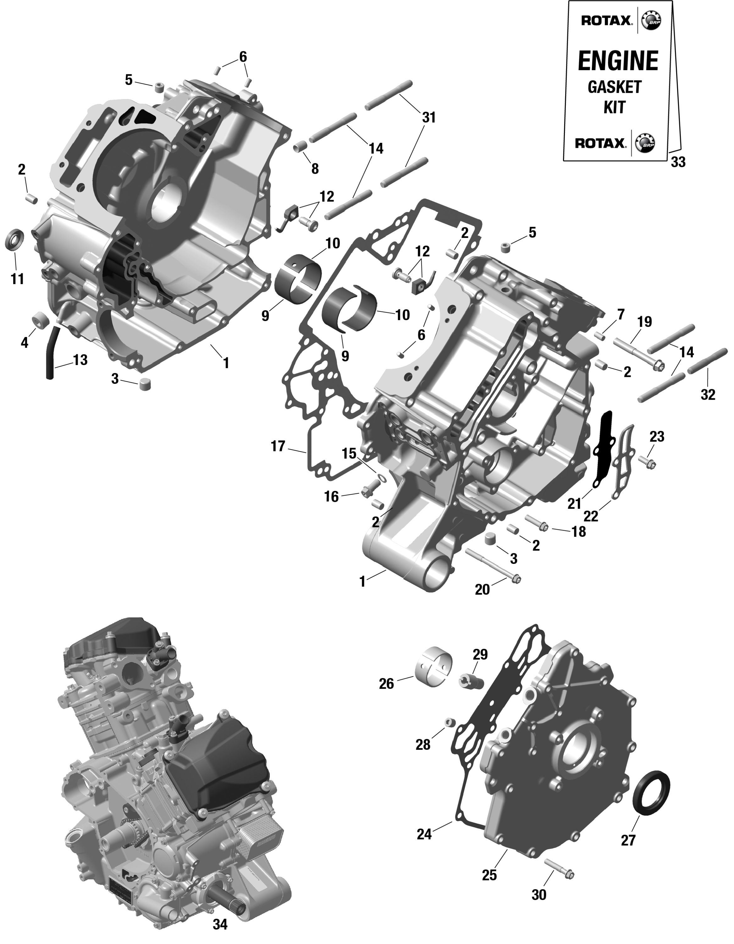 Rotax - Crankcase - 215 - 349
