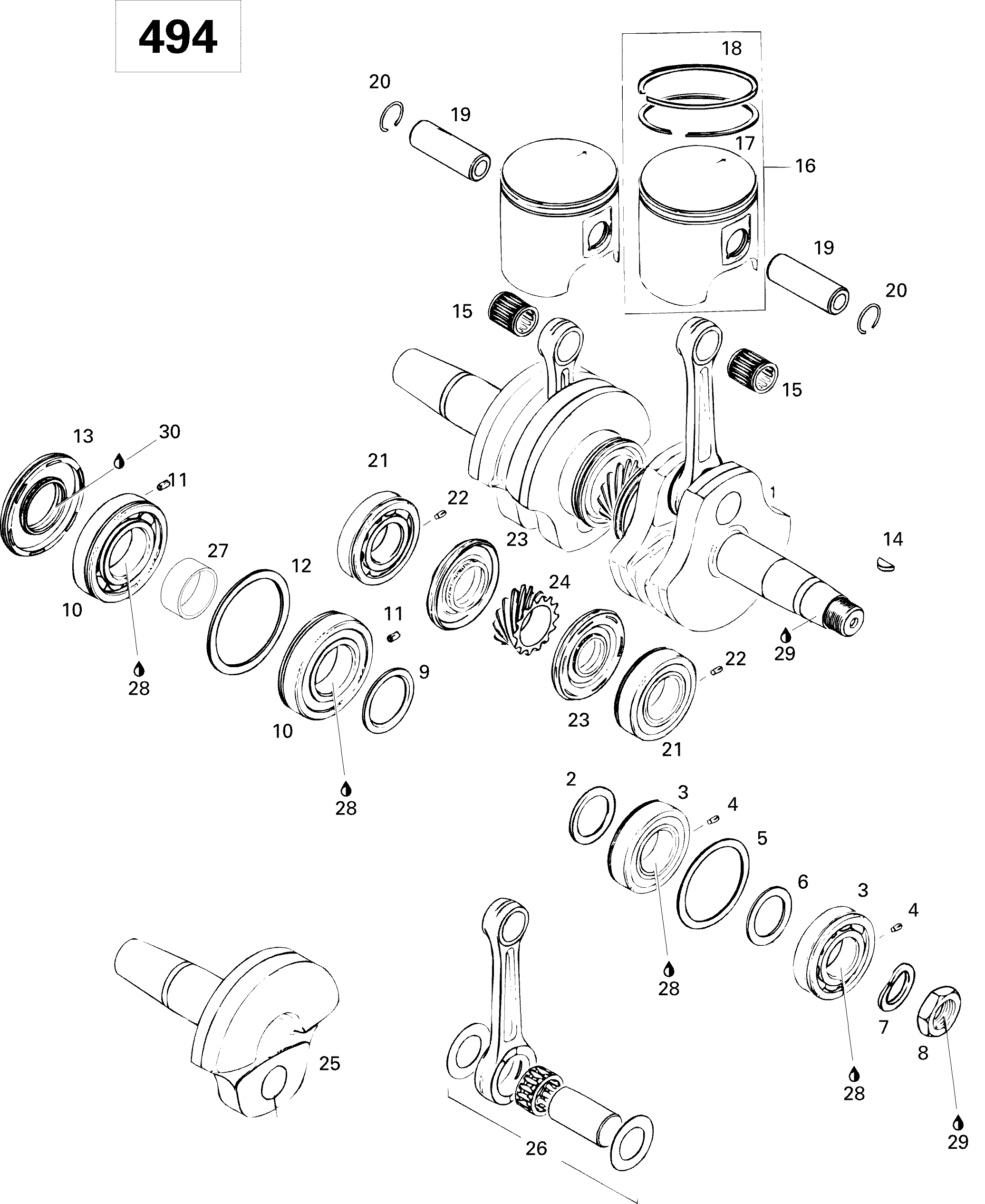 Crankshaft And Pistons 500