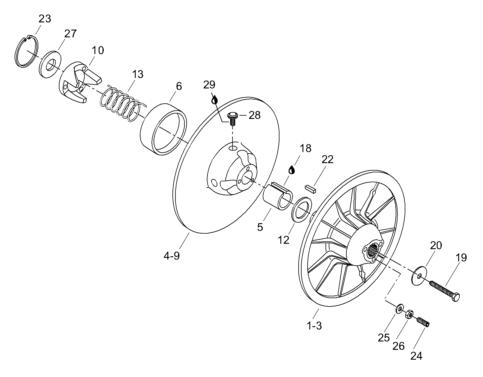 Схема узла: Driven Pulley