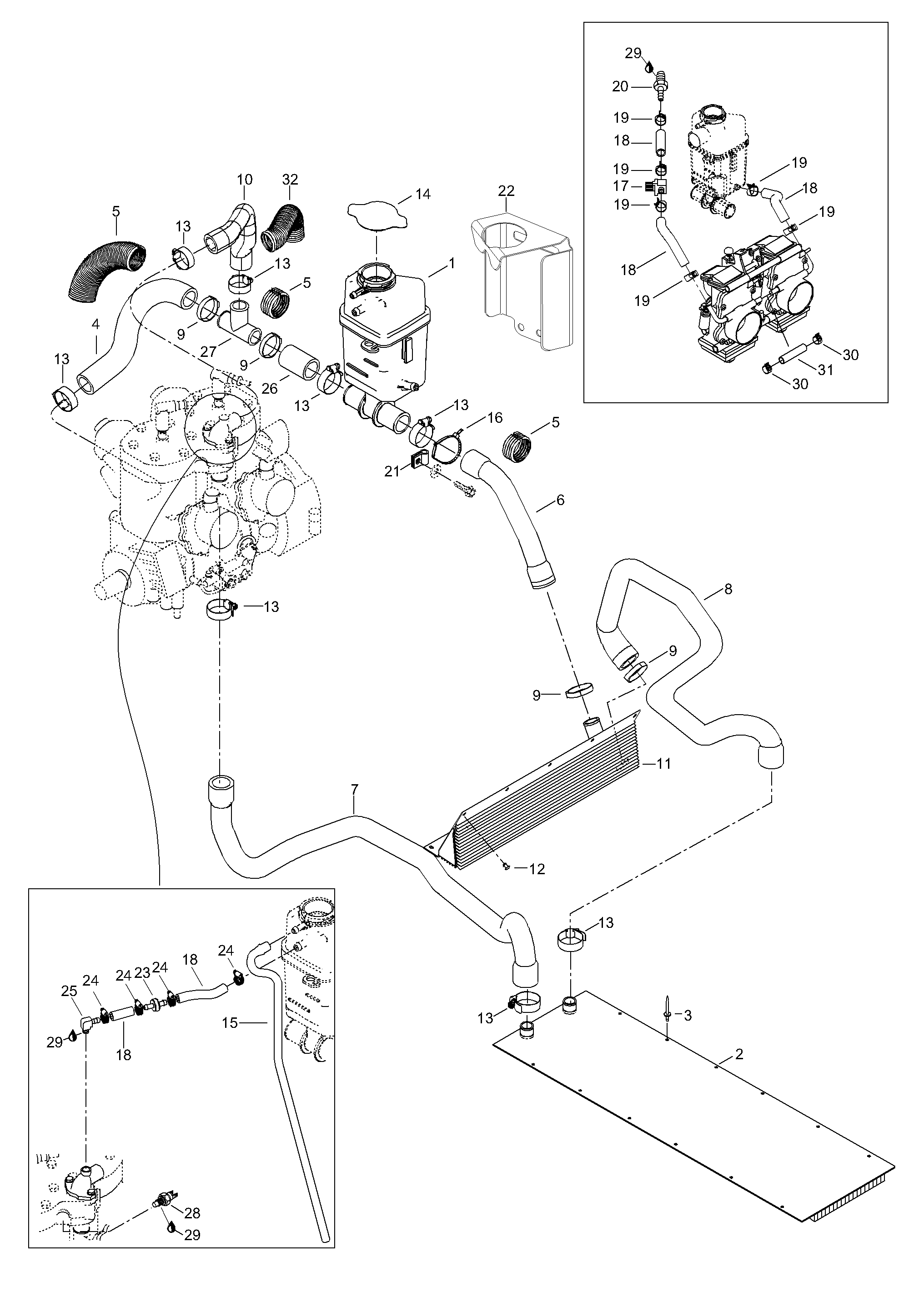 Схема узла: Radiator, Hoses