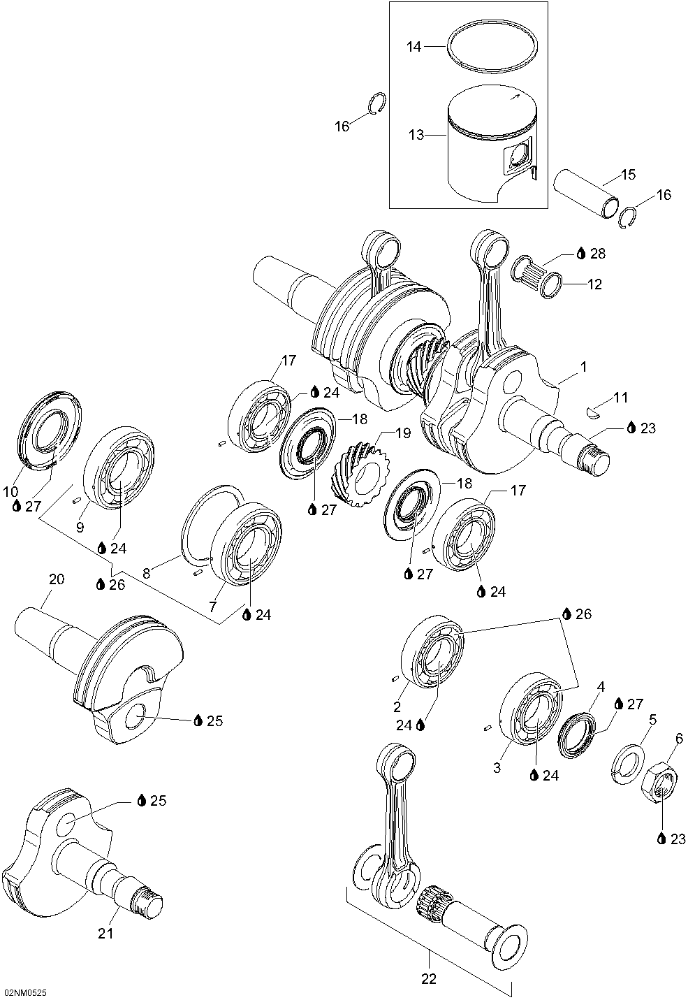 Схема узла: Crankshaft And Pistons