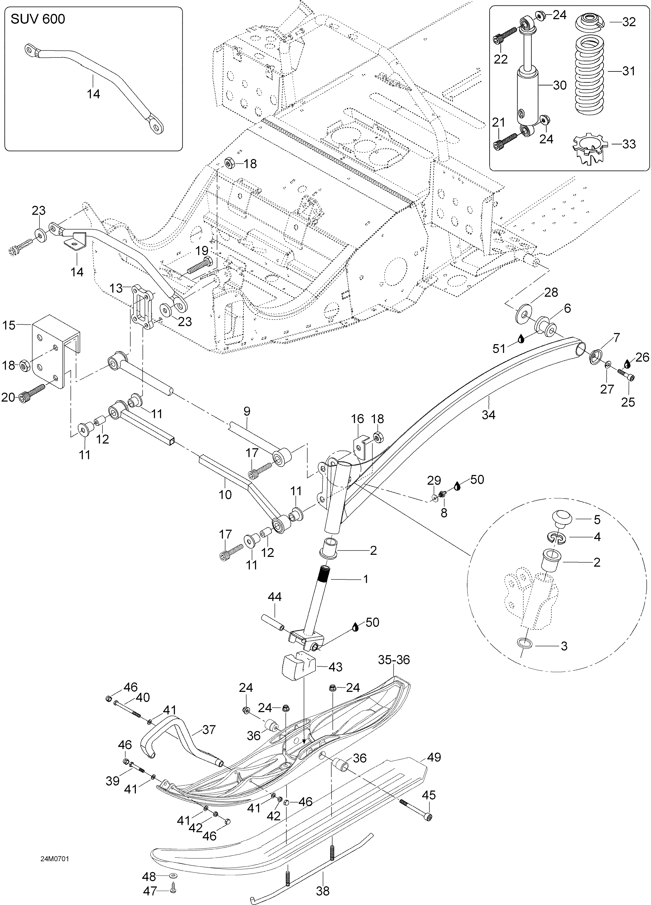 Схема узла: Front Suspension And Ski 550F SUV