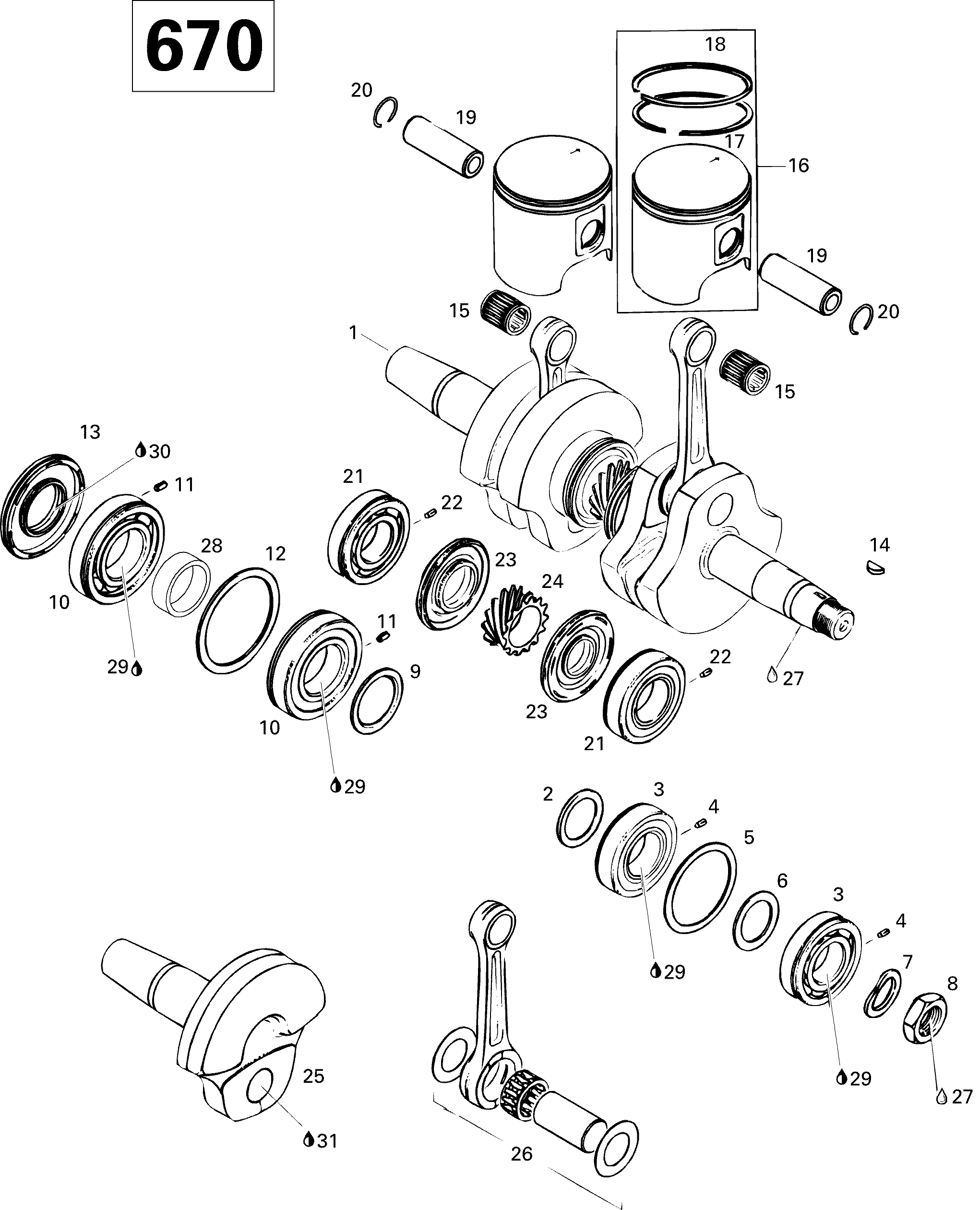 Crankshaft And Pistons 670