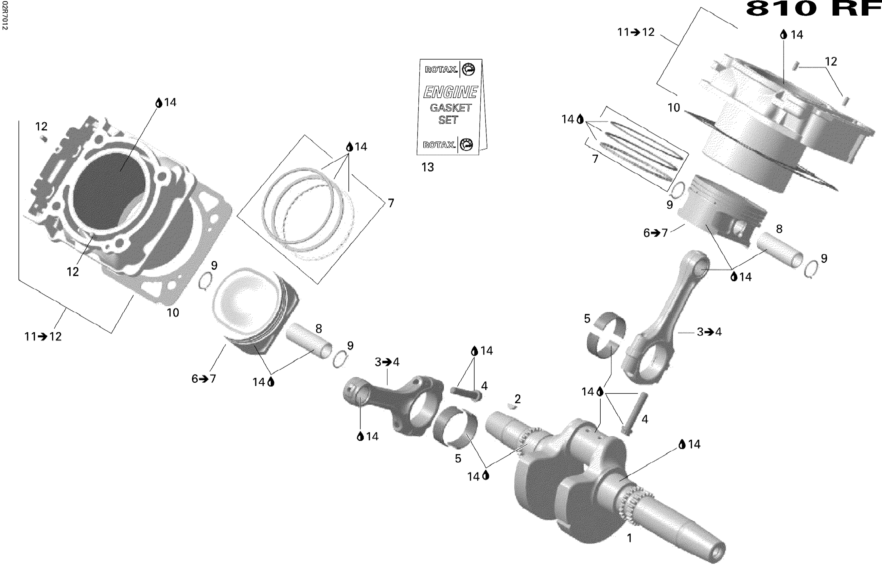 Схема узла: Crankshaft, Piston And Cylinder