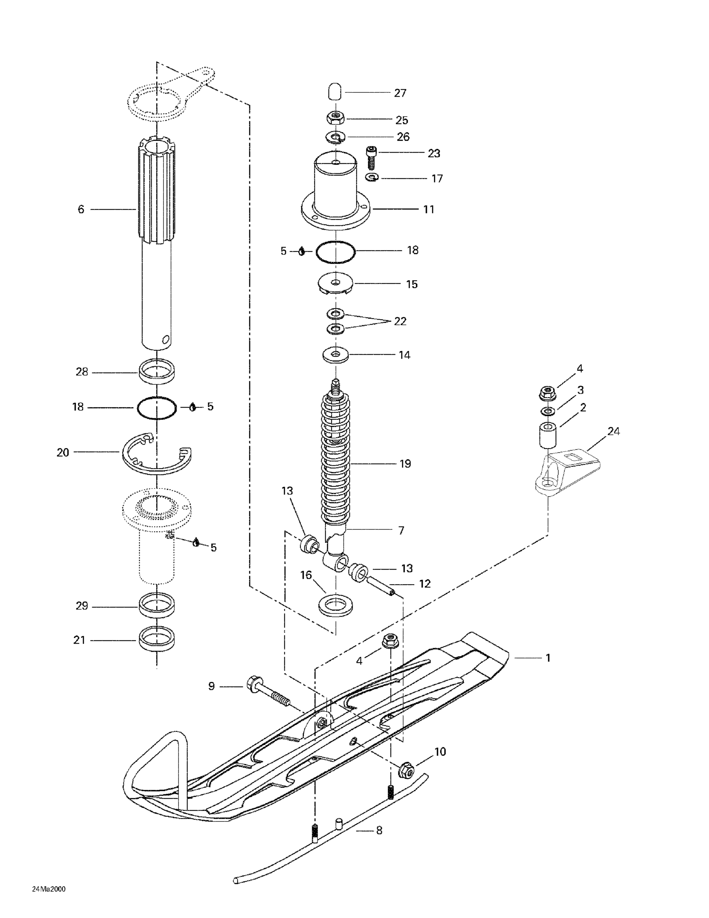 Схема узла: Front Suspension And Ski