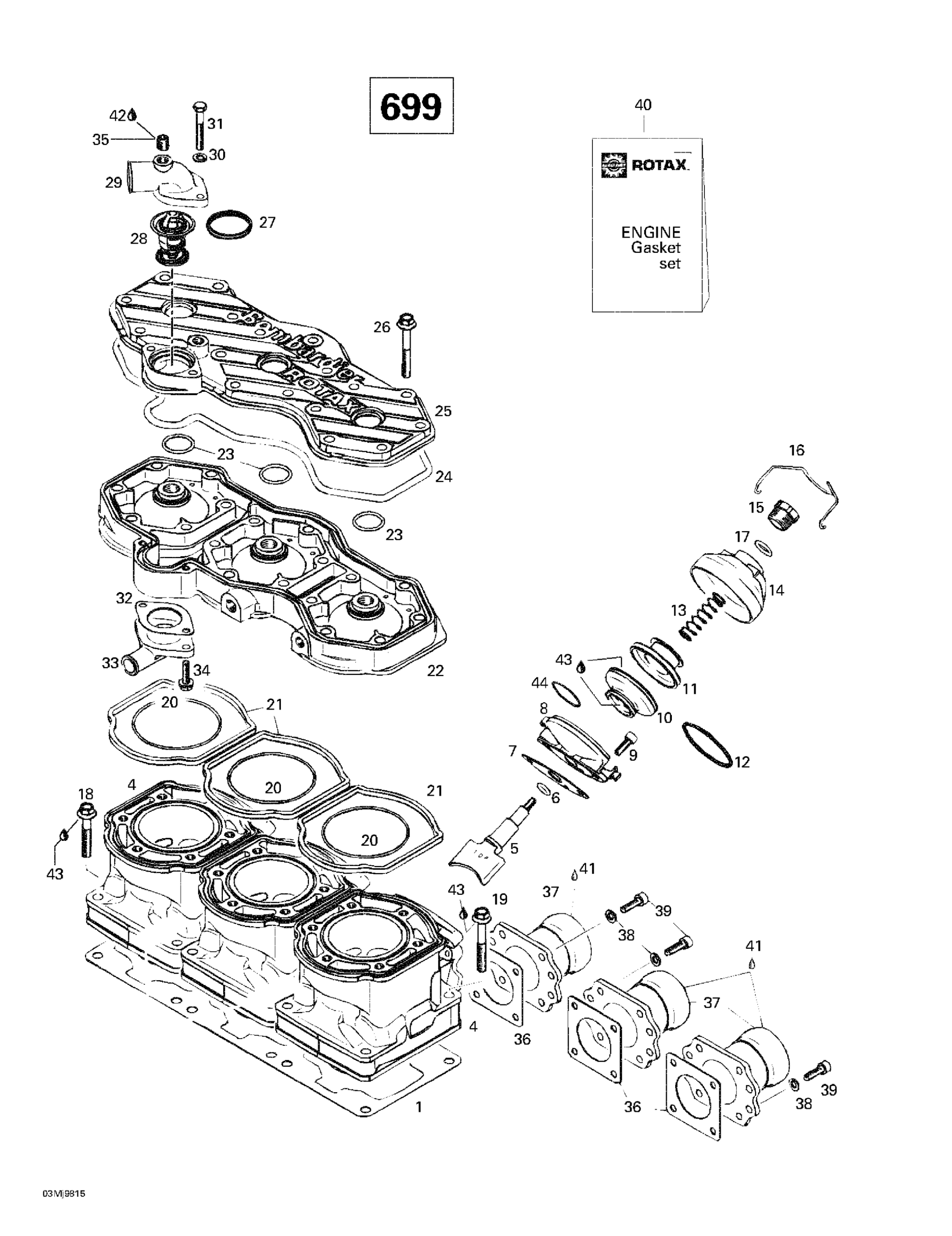 Схема узла: Cylinder, Exhaust Manifold (699)