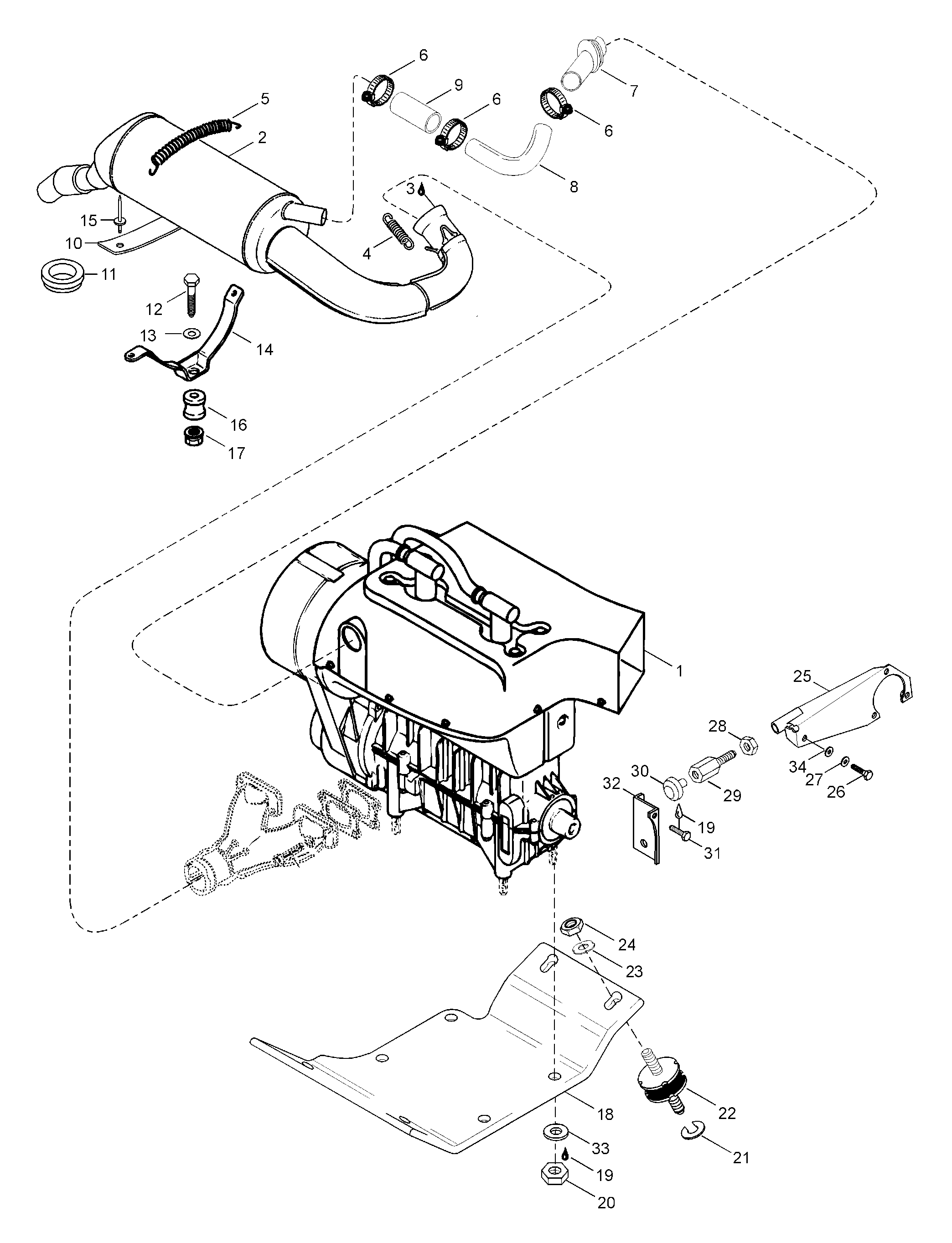 Схема узла: Engine Mount Plate/Muffler