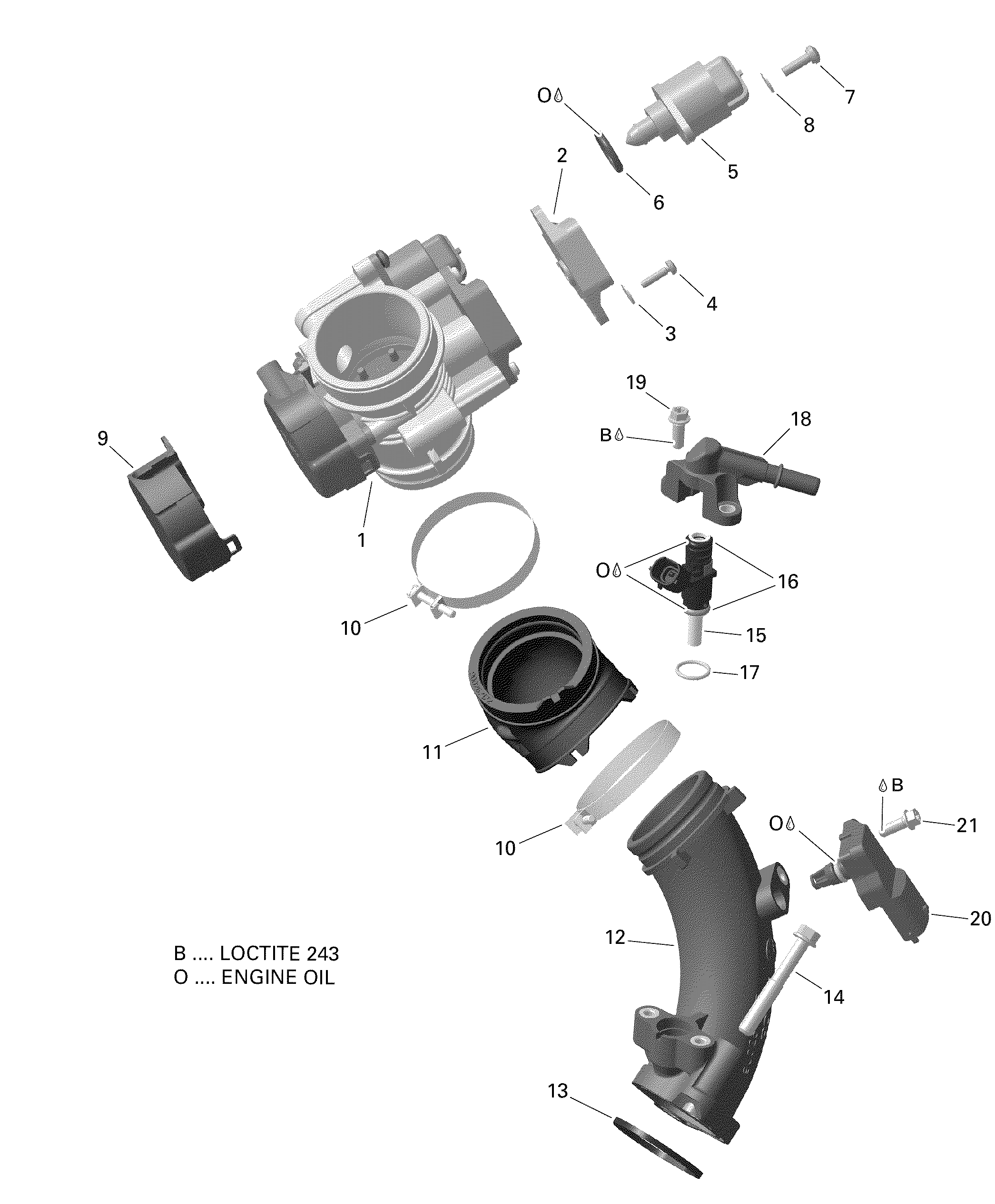 Air Intake Manifold And Throttle Body Except T3
