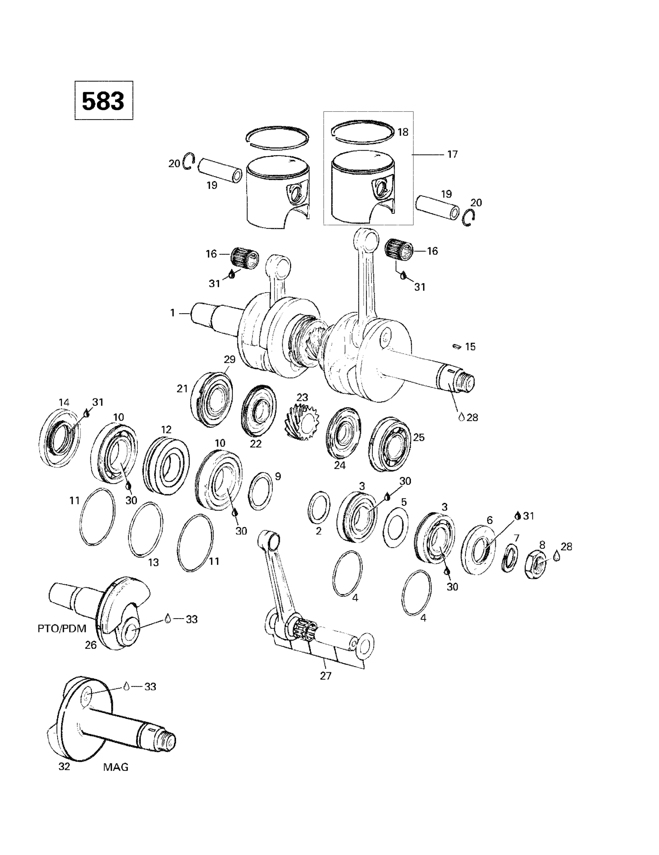 Схема узла: Crankshaft And Pistons (583)