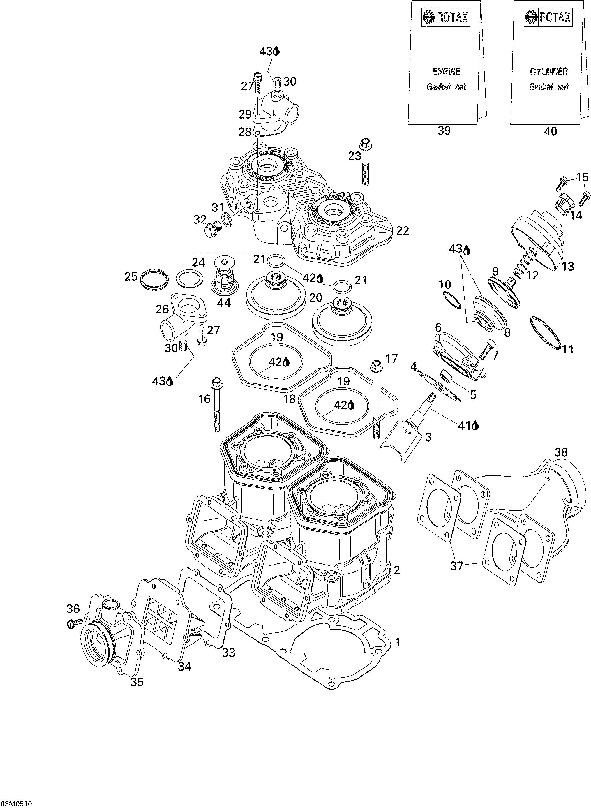Схема узла: Cylinder And Exhaust Manifold
