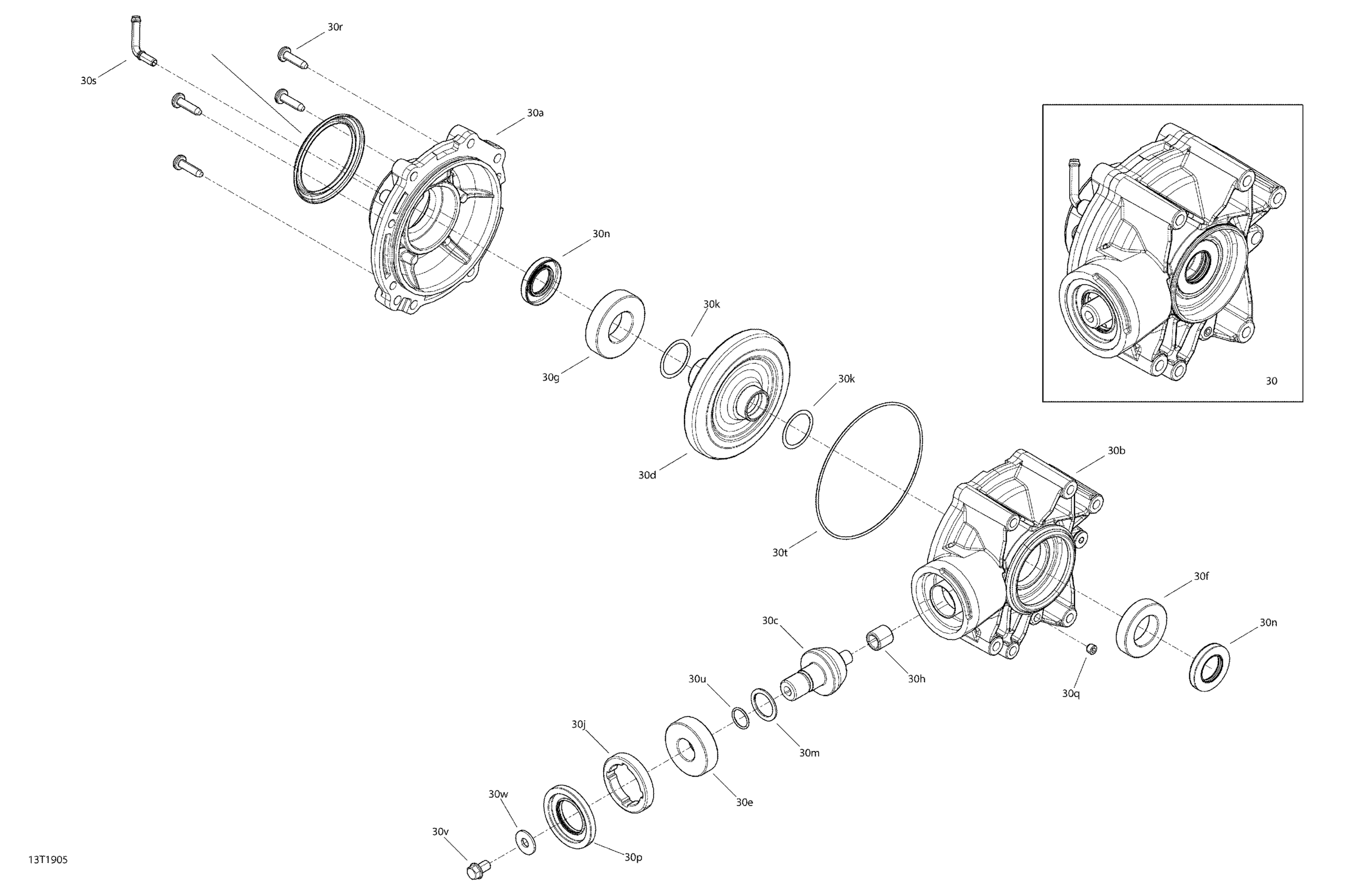 Схема узла: Drive, Rear Renegade - Rear Differential - Except Package XMR 1000R