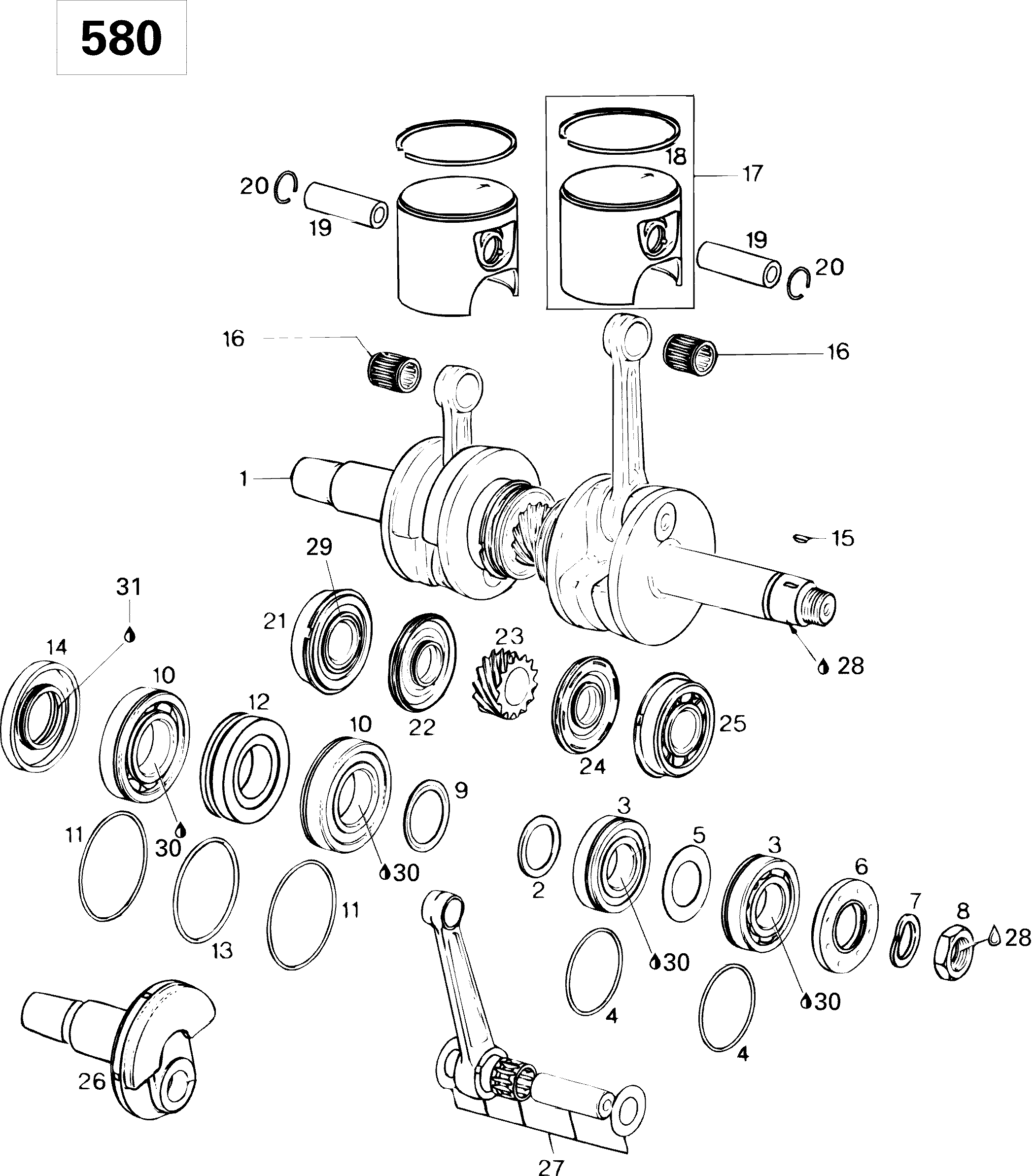Crankshaft And Pistons 580