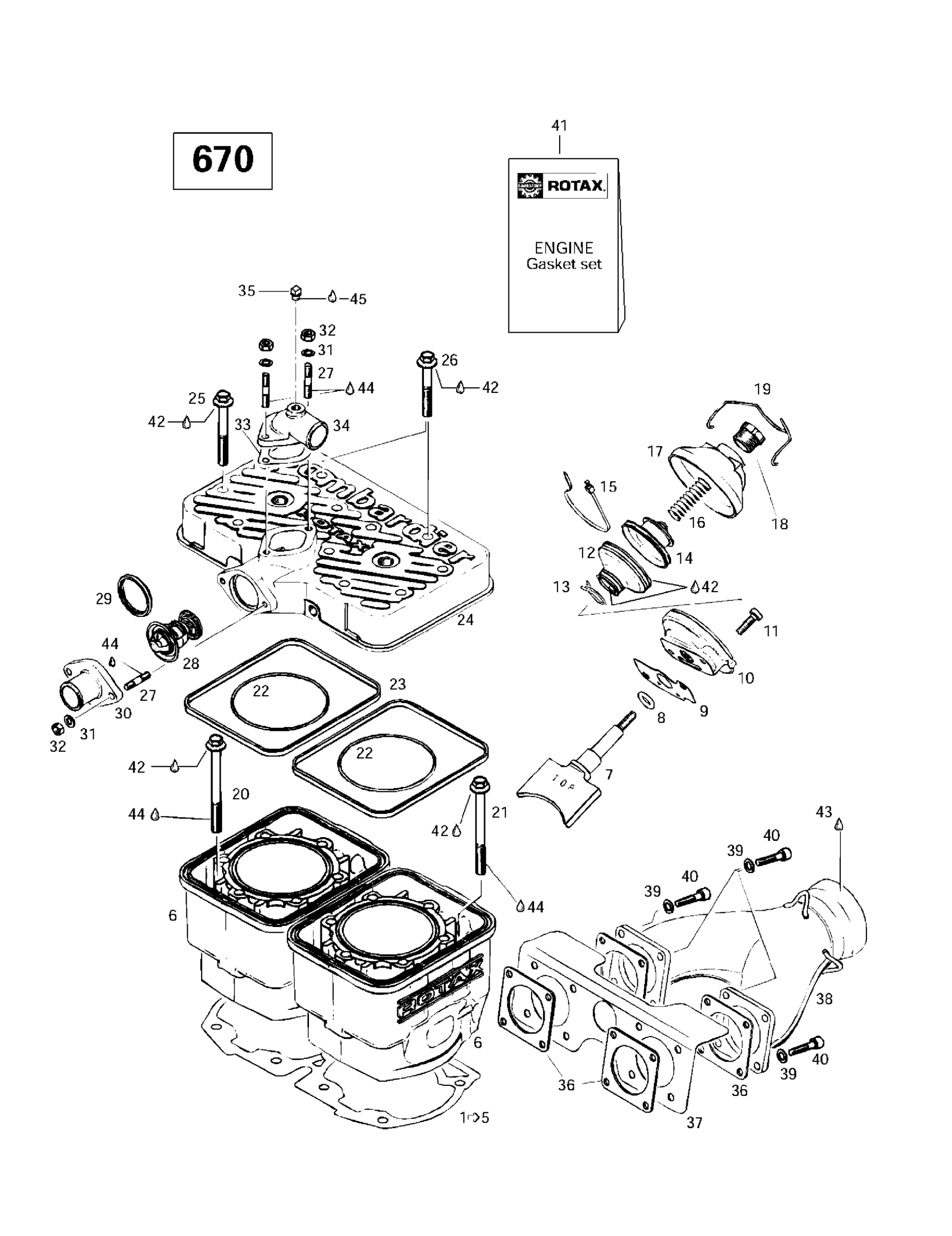 Cylinder, Exhaust Manifold (670)