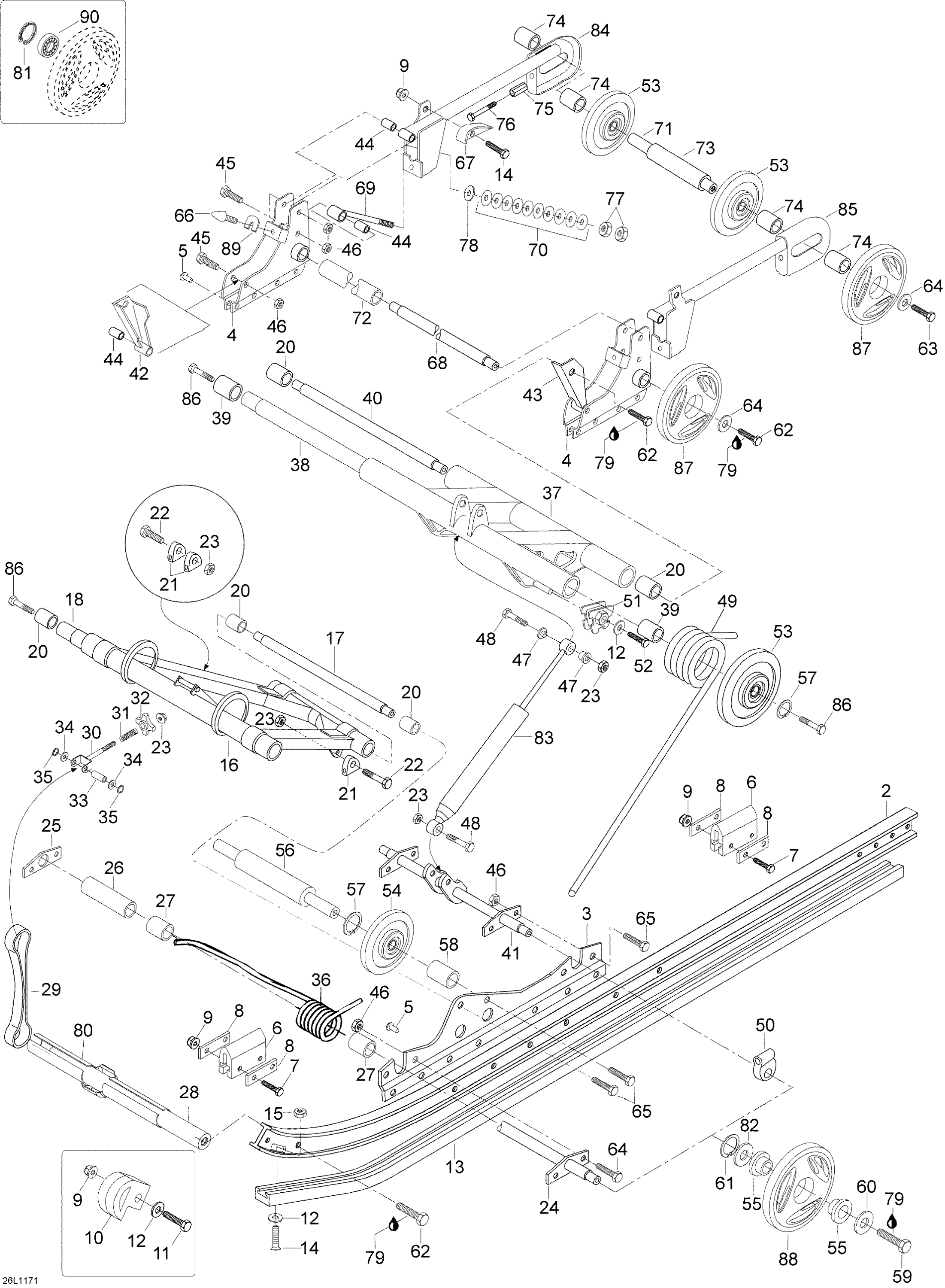 Схема узла: Rear Suspension SWT 550F