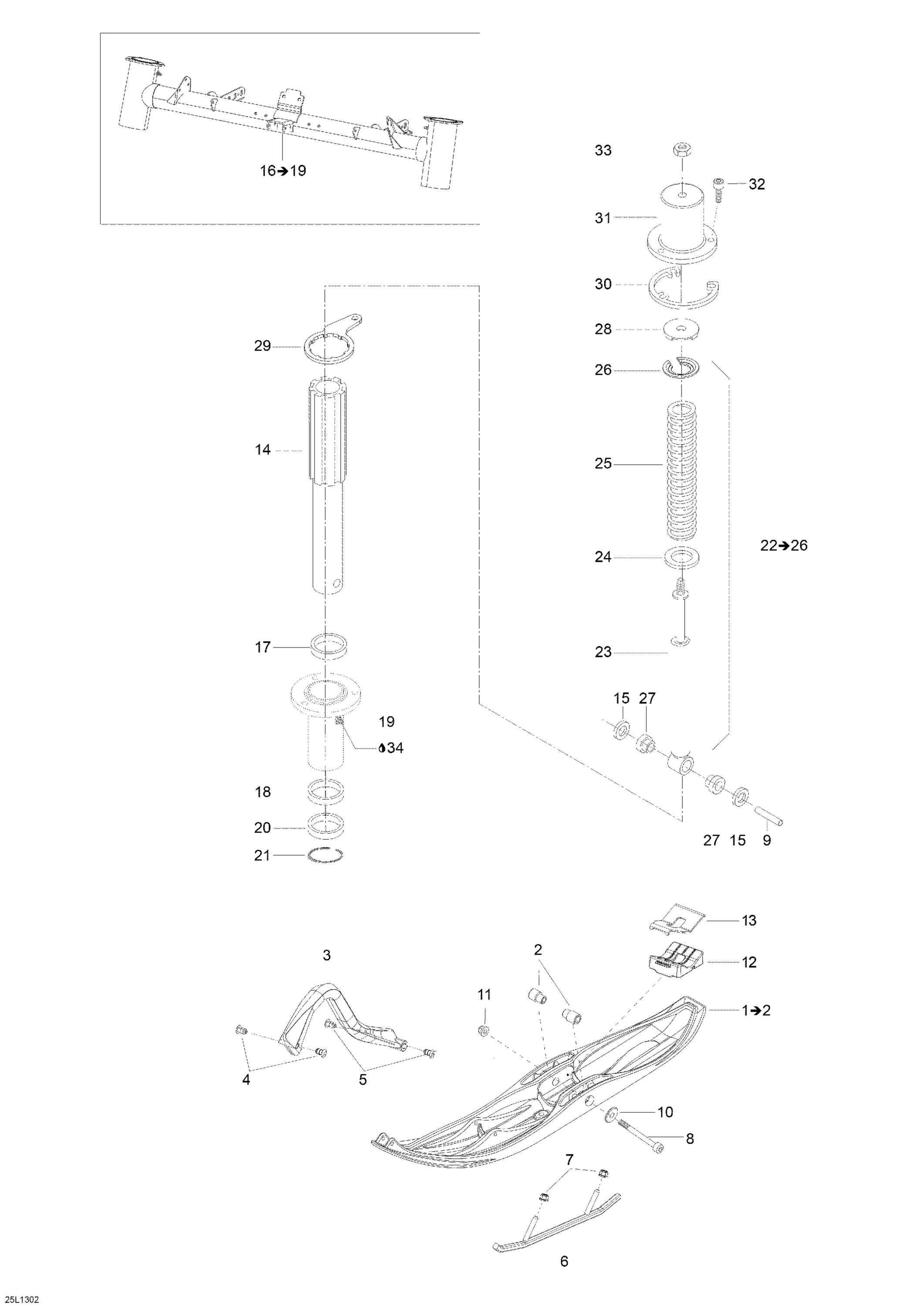 Схема узла: Front Suspension And Ski