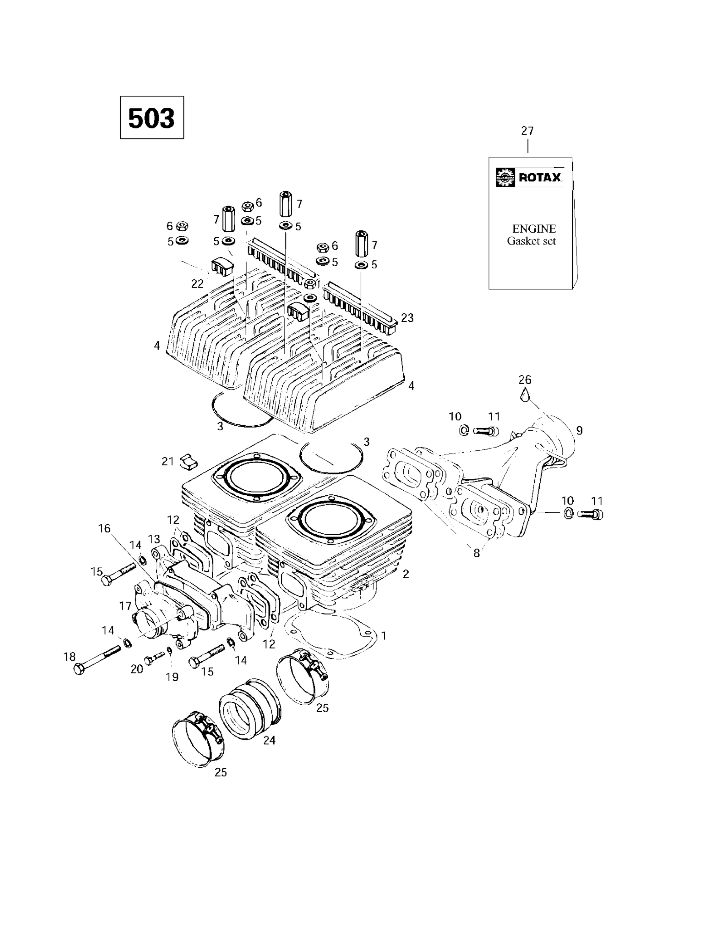 Схема узла: Cylinder, Exhaust Manifold (503)