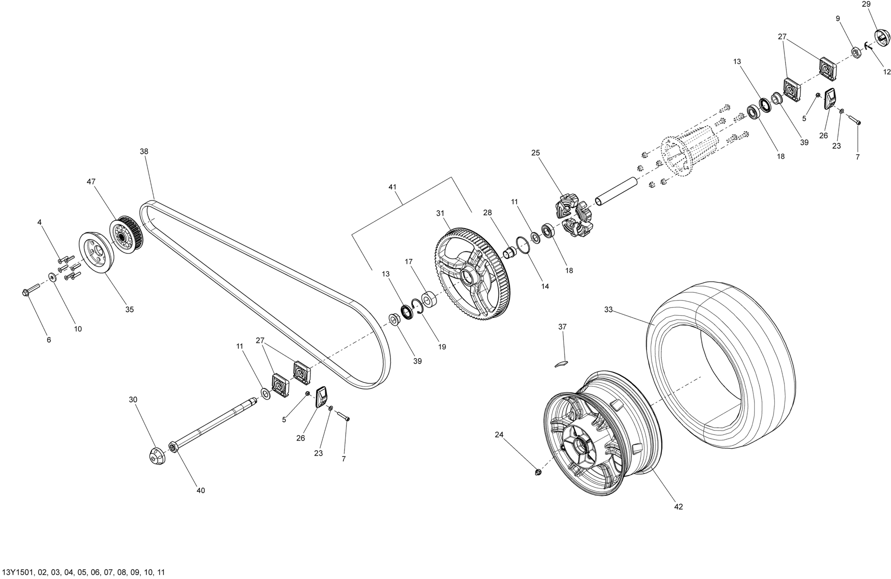 Схема узла: Drive System, Rear _13Y1510