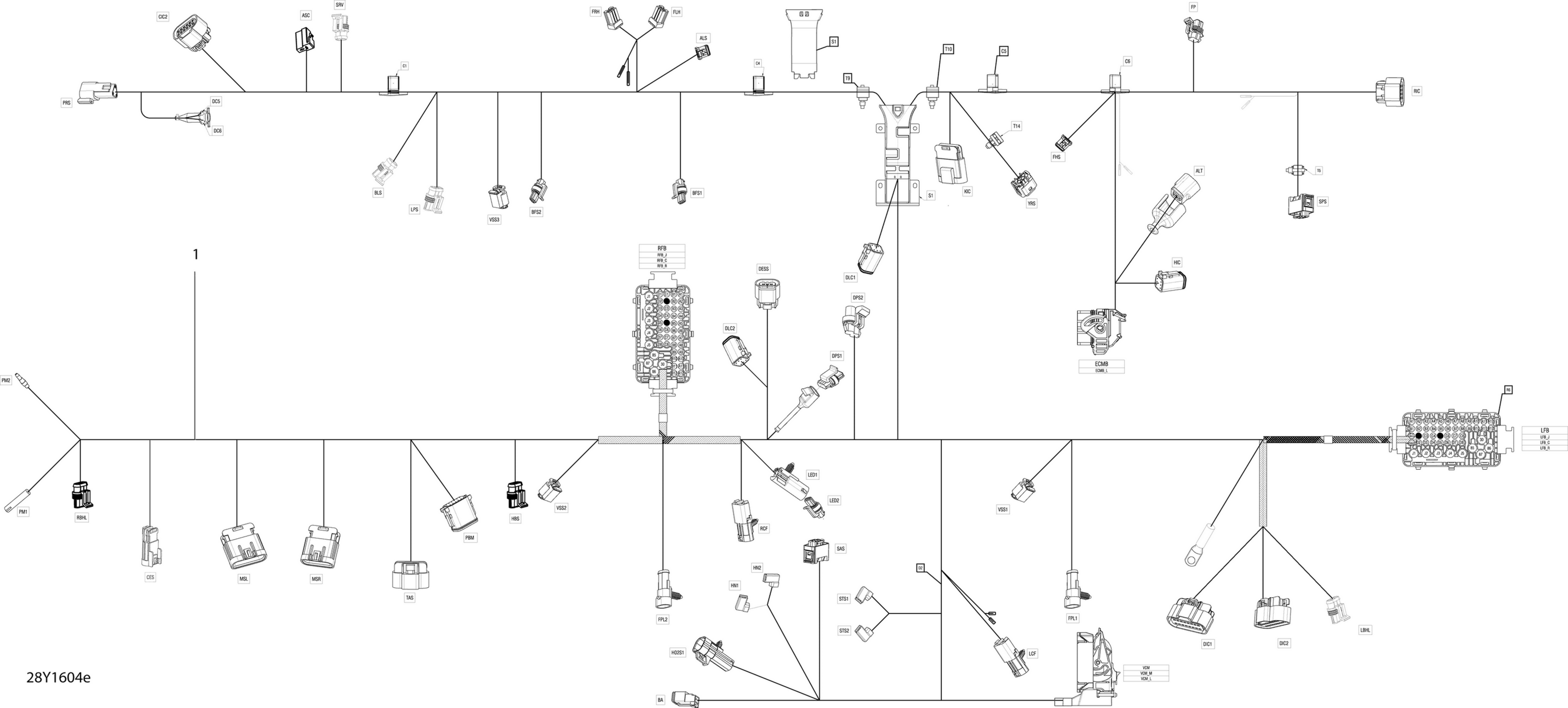 Схема узла: Electrical Harness - Frame SM6 - Package Standard-S