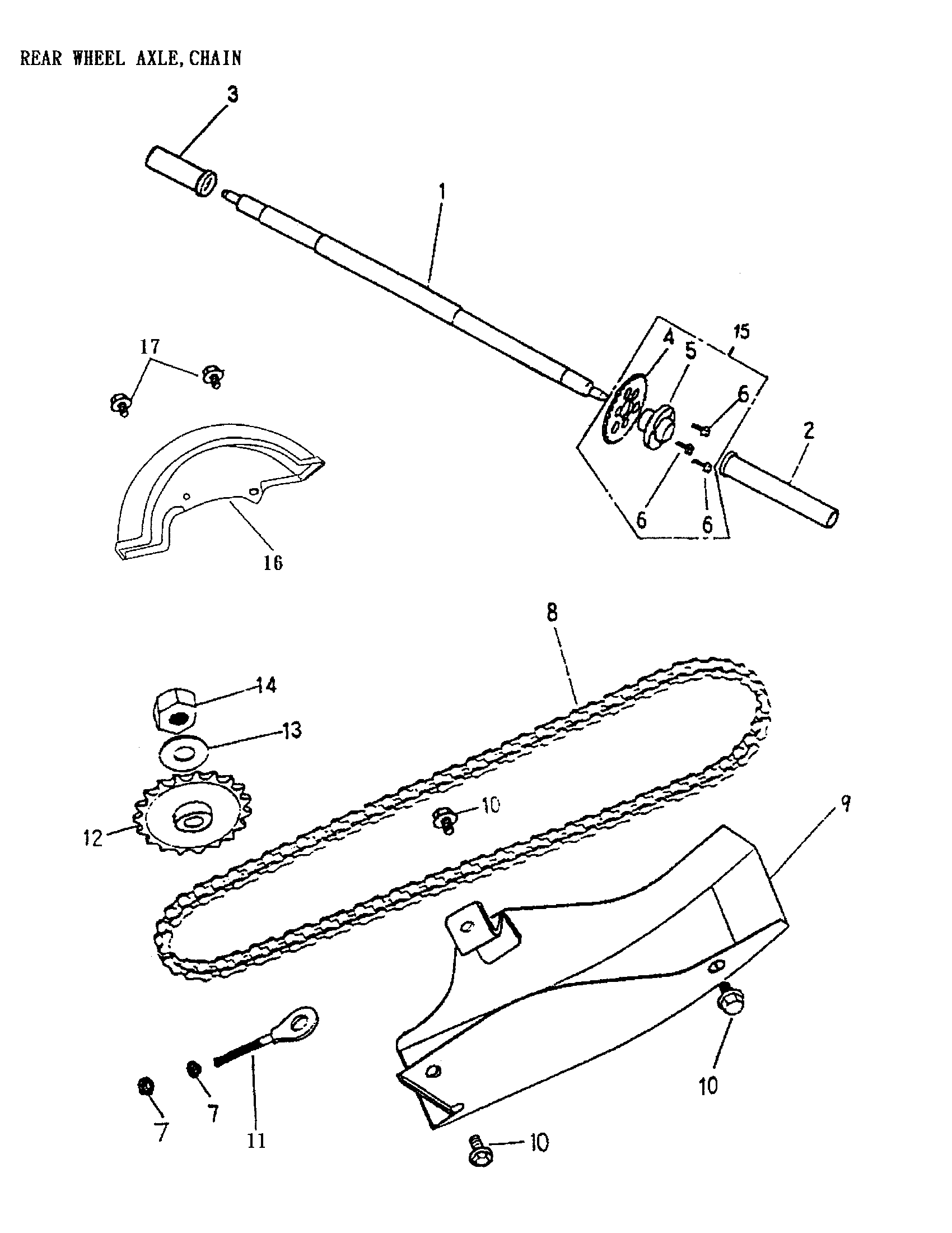 Схема узла: Rear Wheel Axle, Chain 170-22