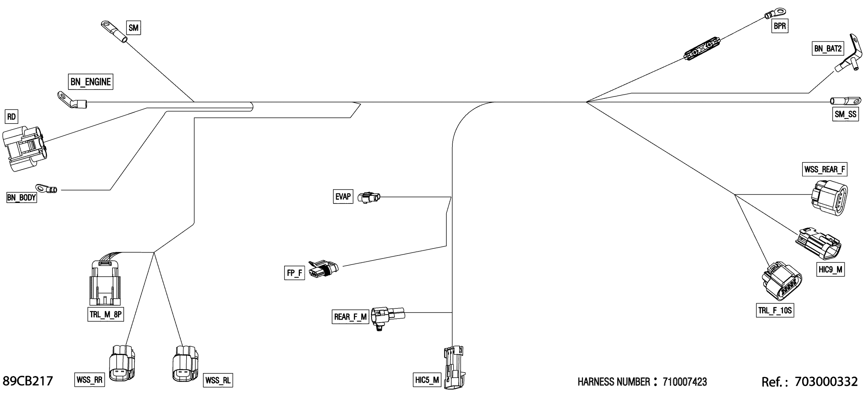 Схема узла: Electric - Voltage Regulator Wiring Harness - Model with ABS