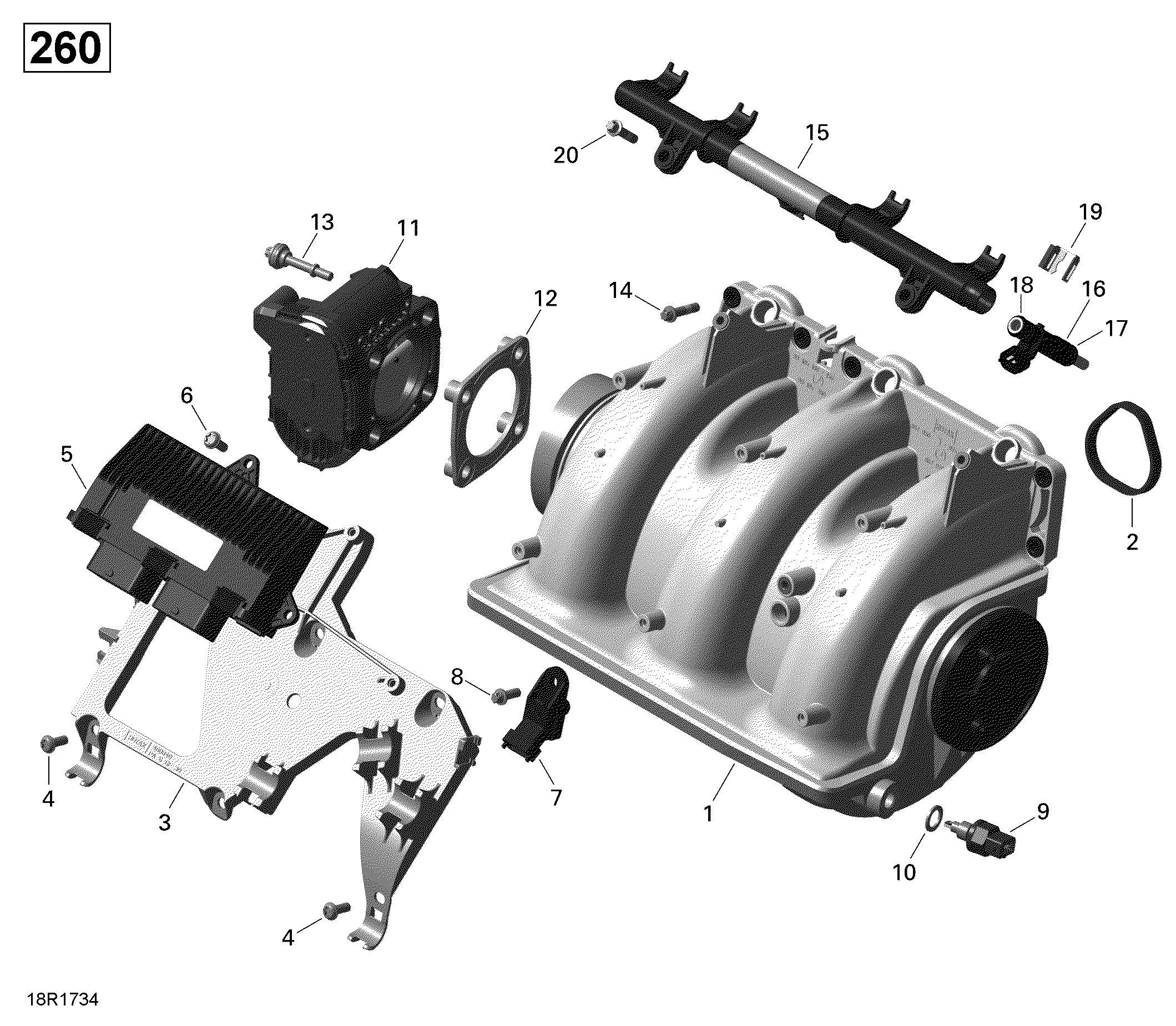 Схема узла: Air Intake Manifold And Throttle Body - 260