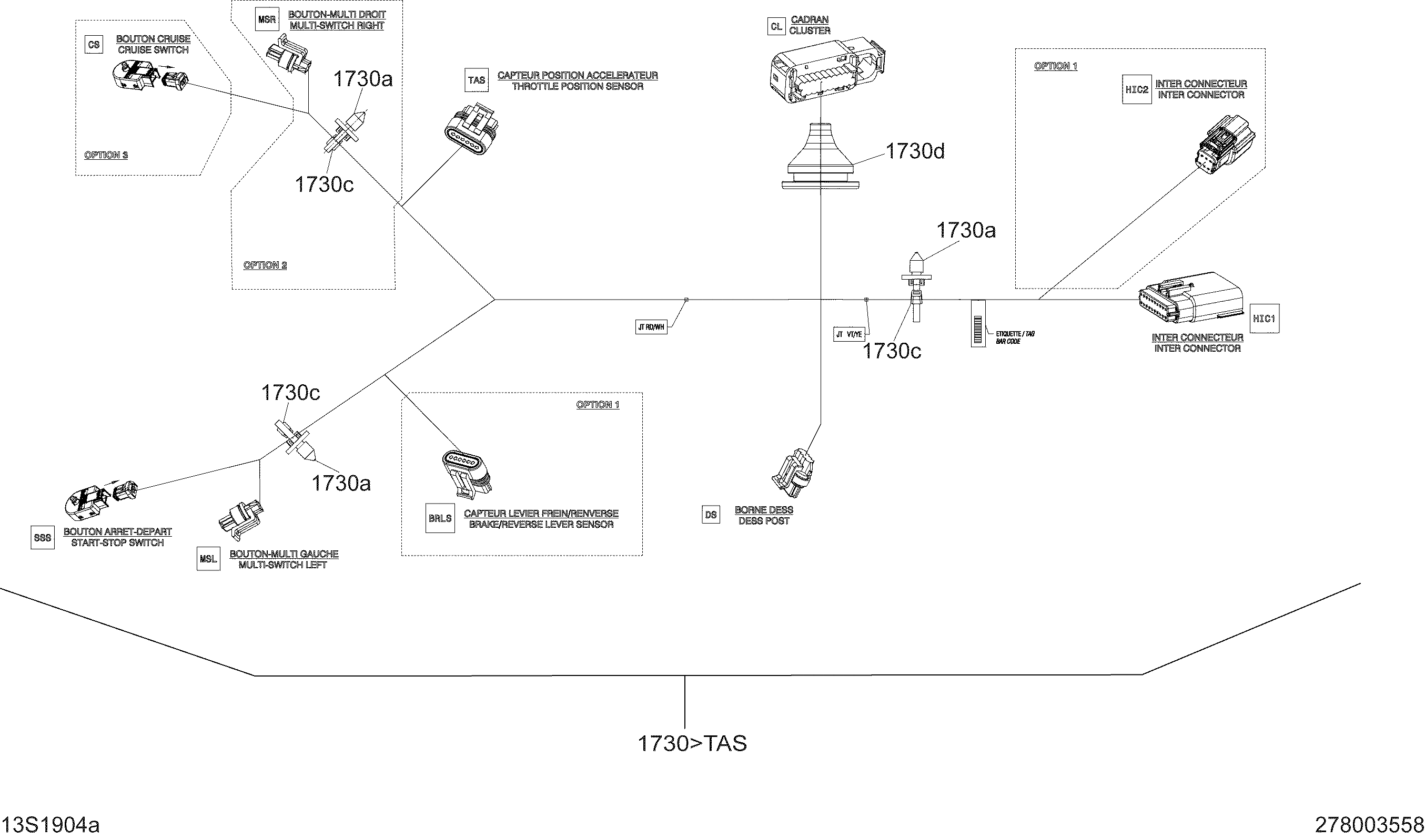 Схема узла: Steering Harness 278003558