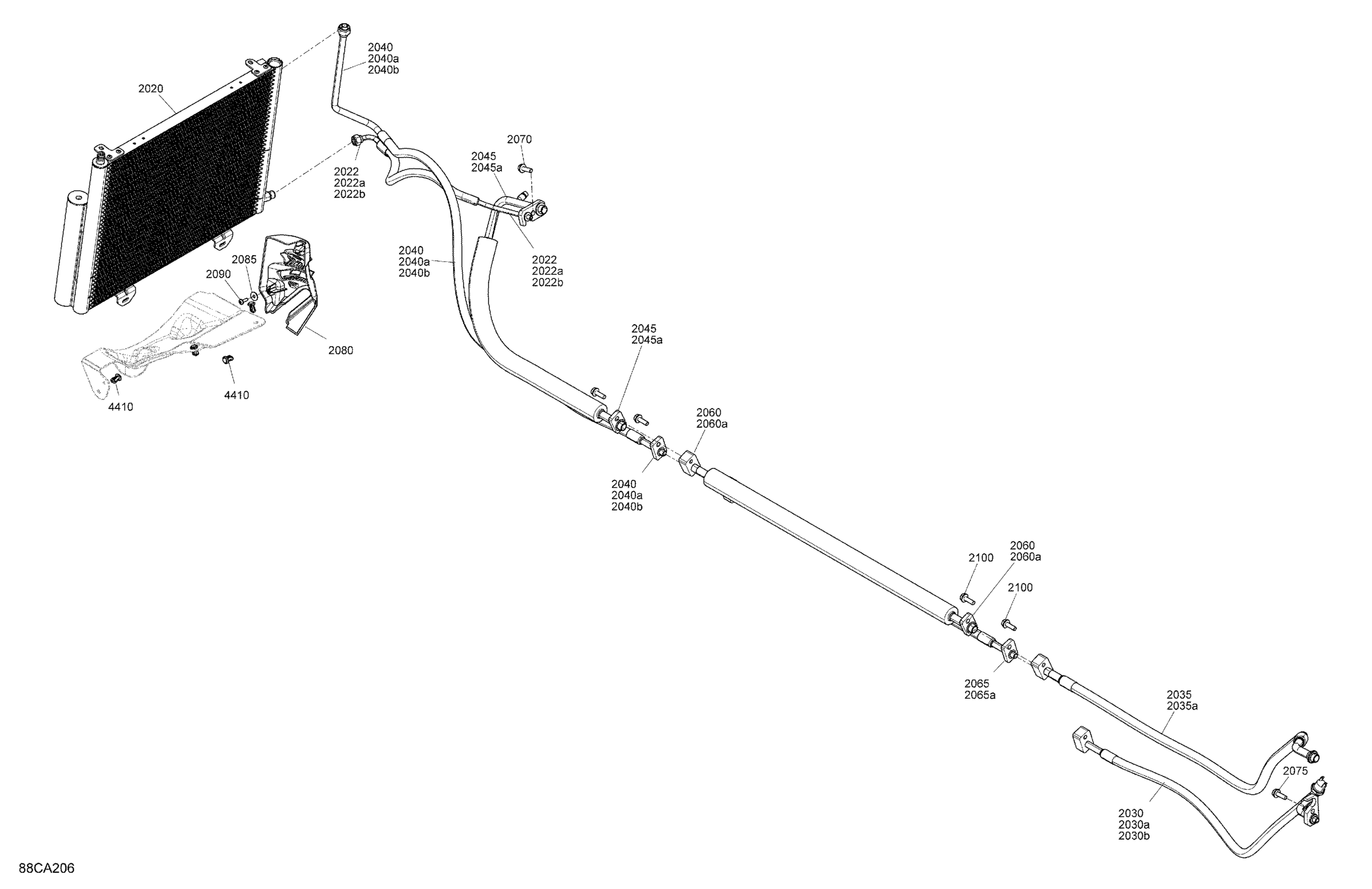 Схема узла: Body - Enclosure Cab - Air Conditioner Condenser