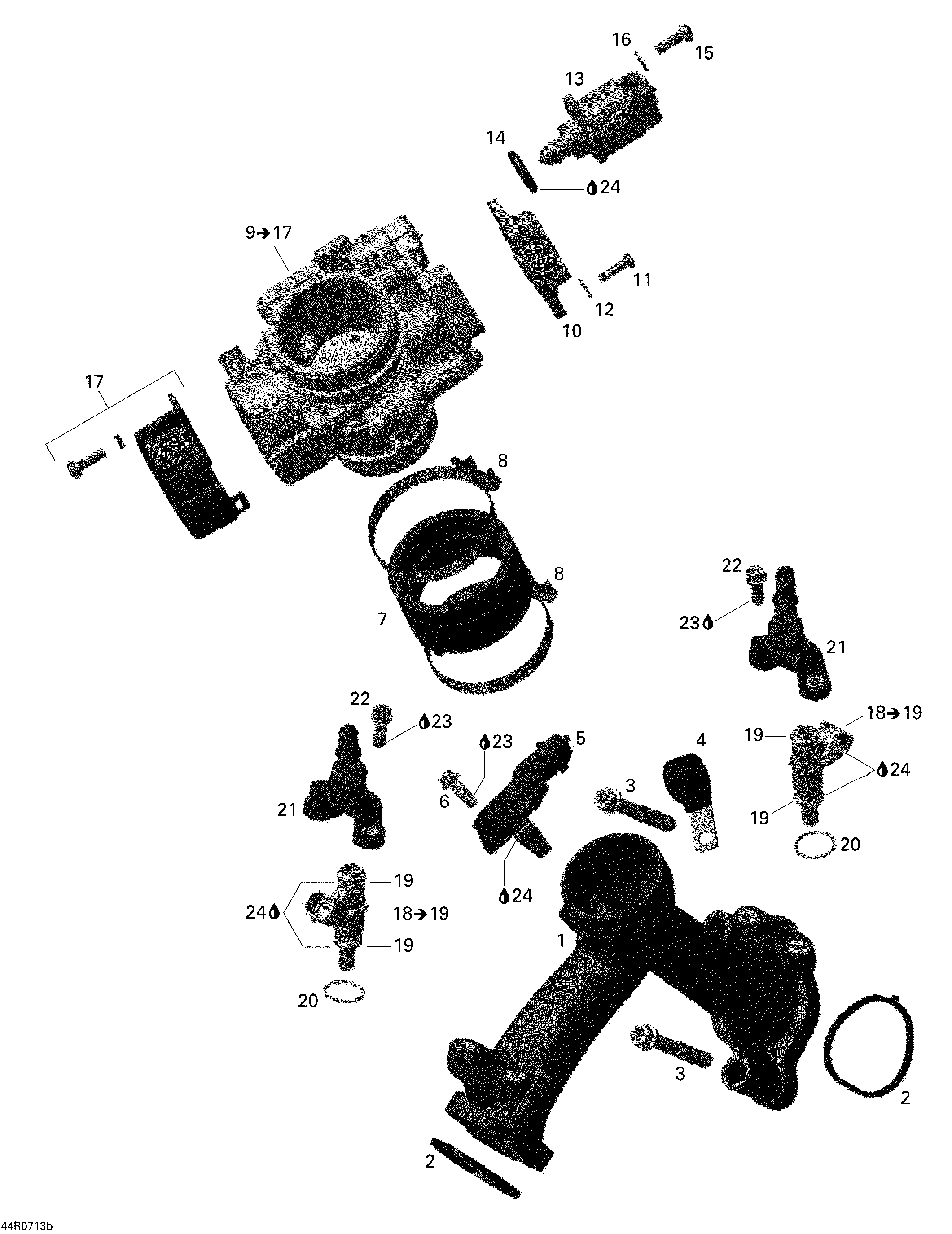 Схема узла: Intake Manifold And Throttle Body RENEGADE 800EFI