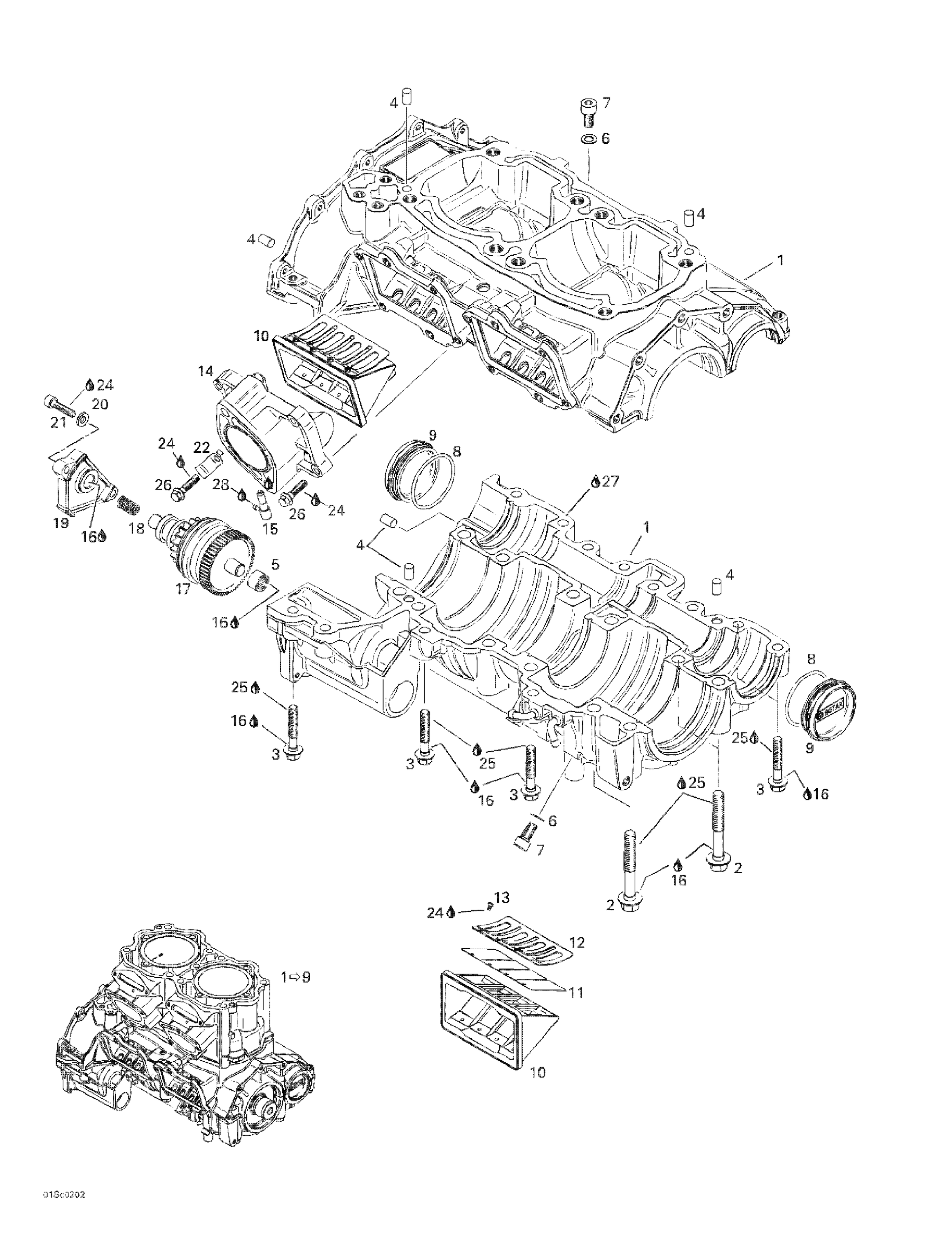 Схема узла: Crankcase, Reed Valve