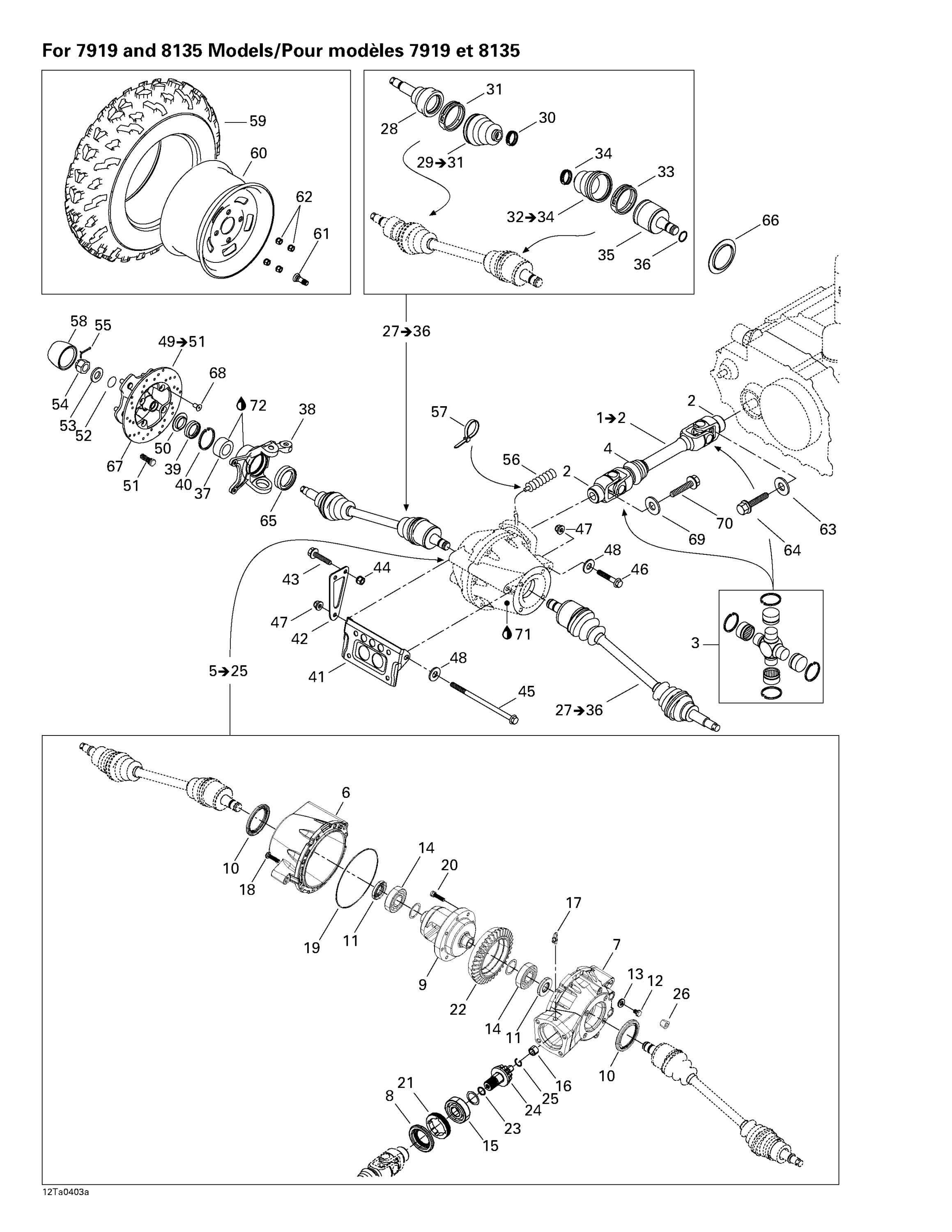 Drive System, Front (for 7919 And 8135 Models)
