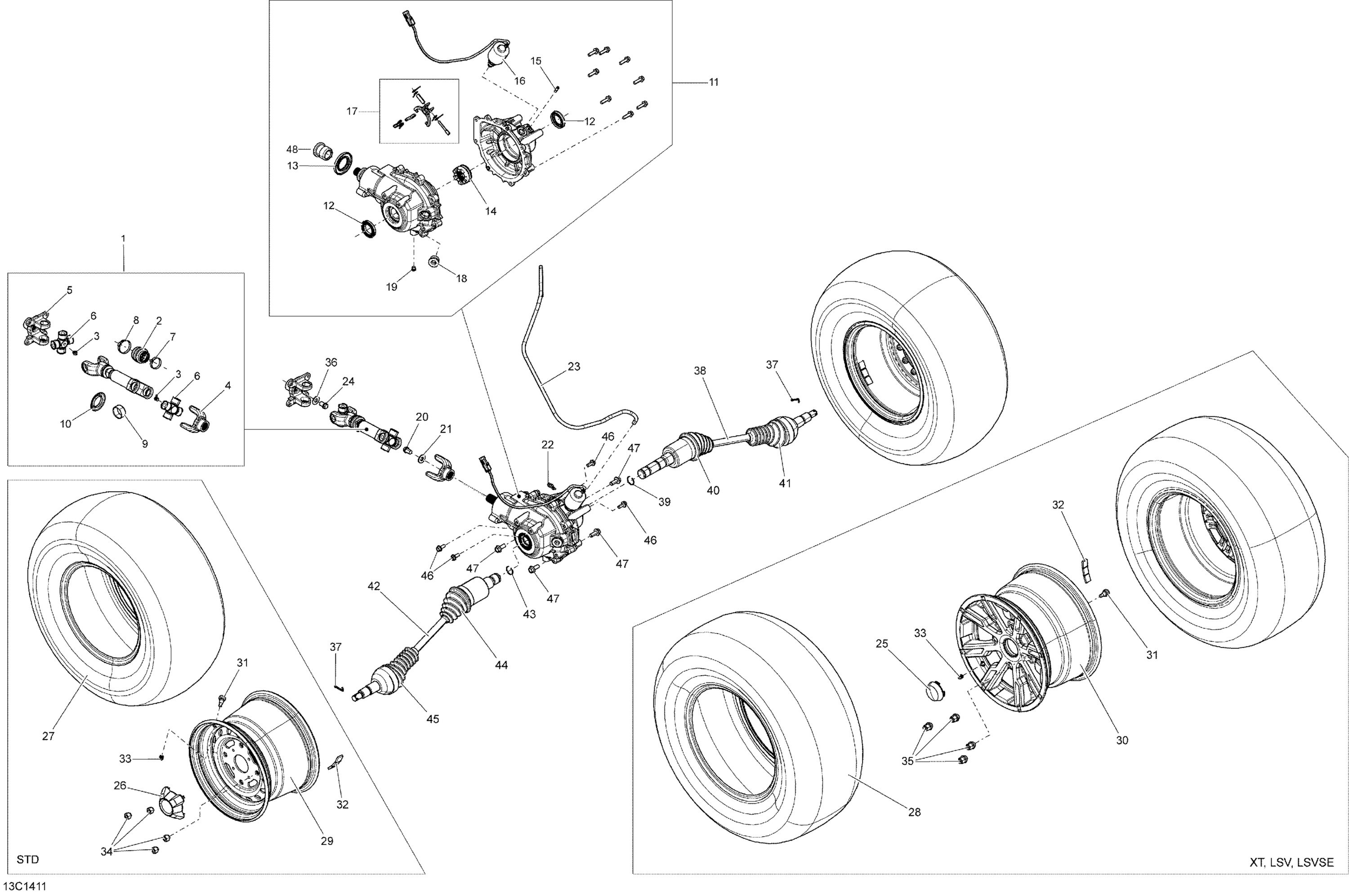 Схема узла: Drive System, Rear _13C1411