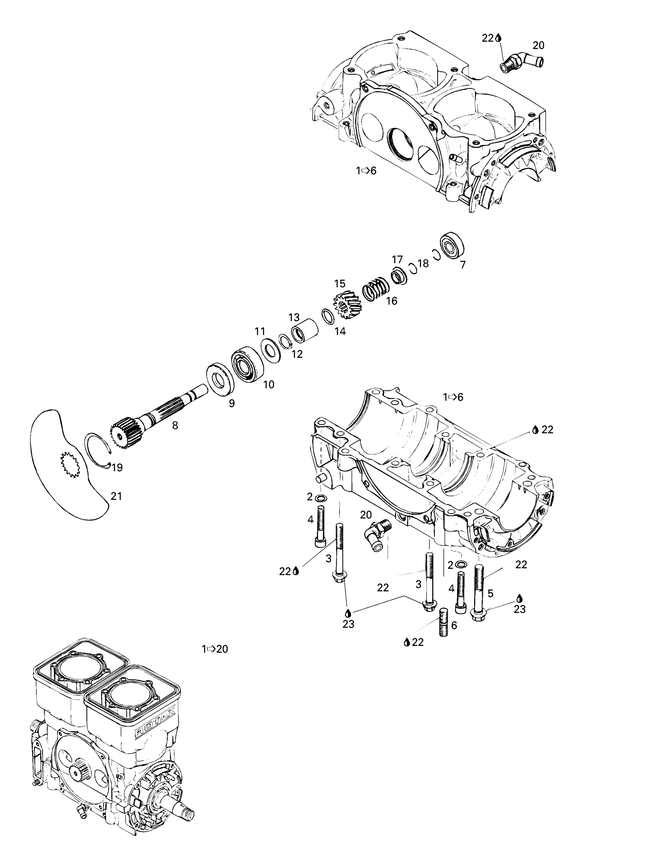 Схема узла: Crankcase, Rotary Valve