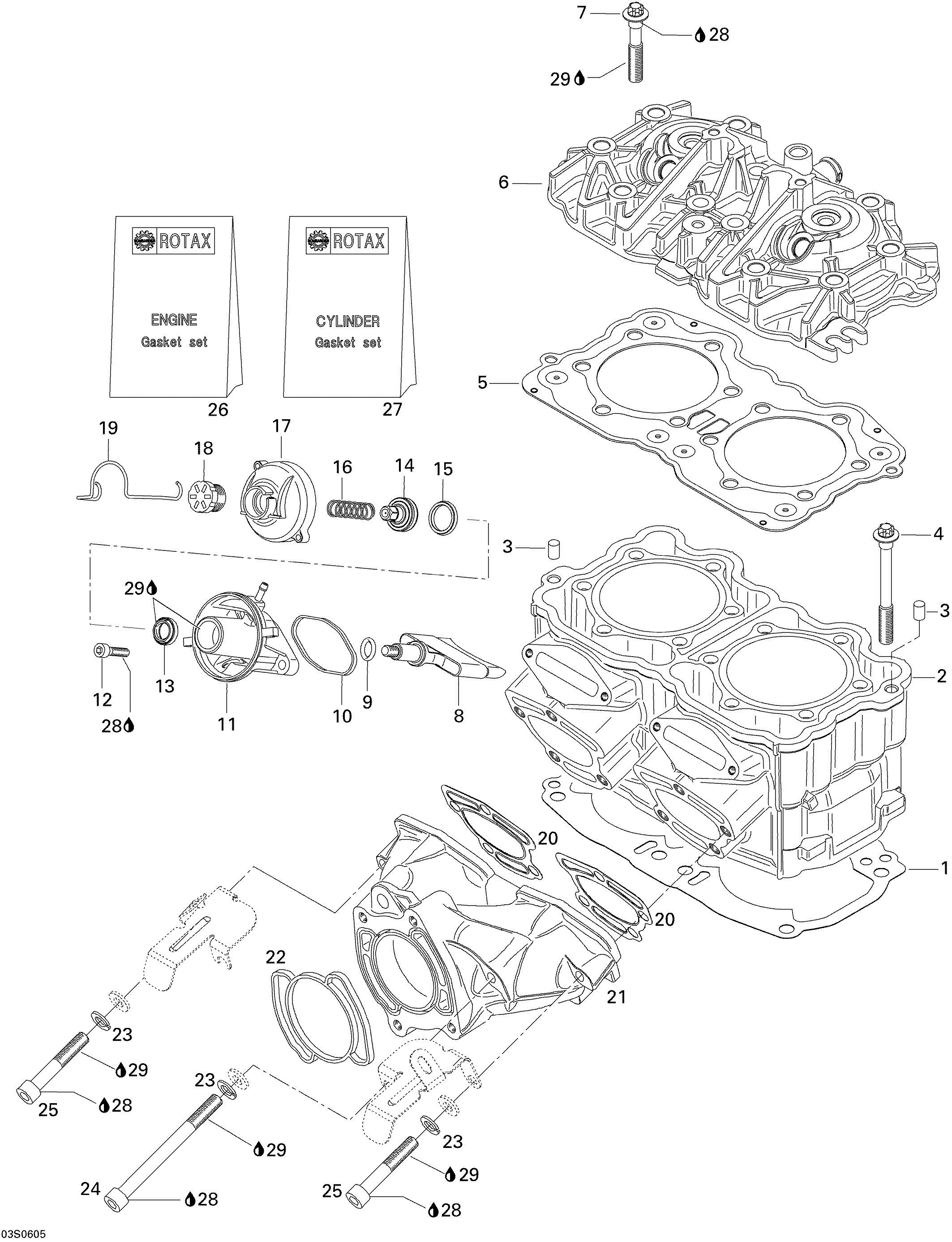 Схема узла: Cylinder And Exhaust Manifold