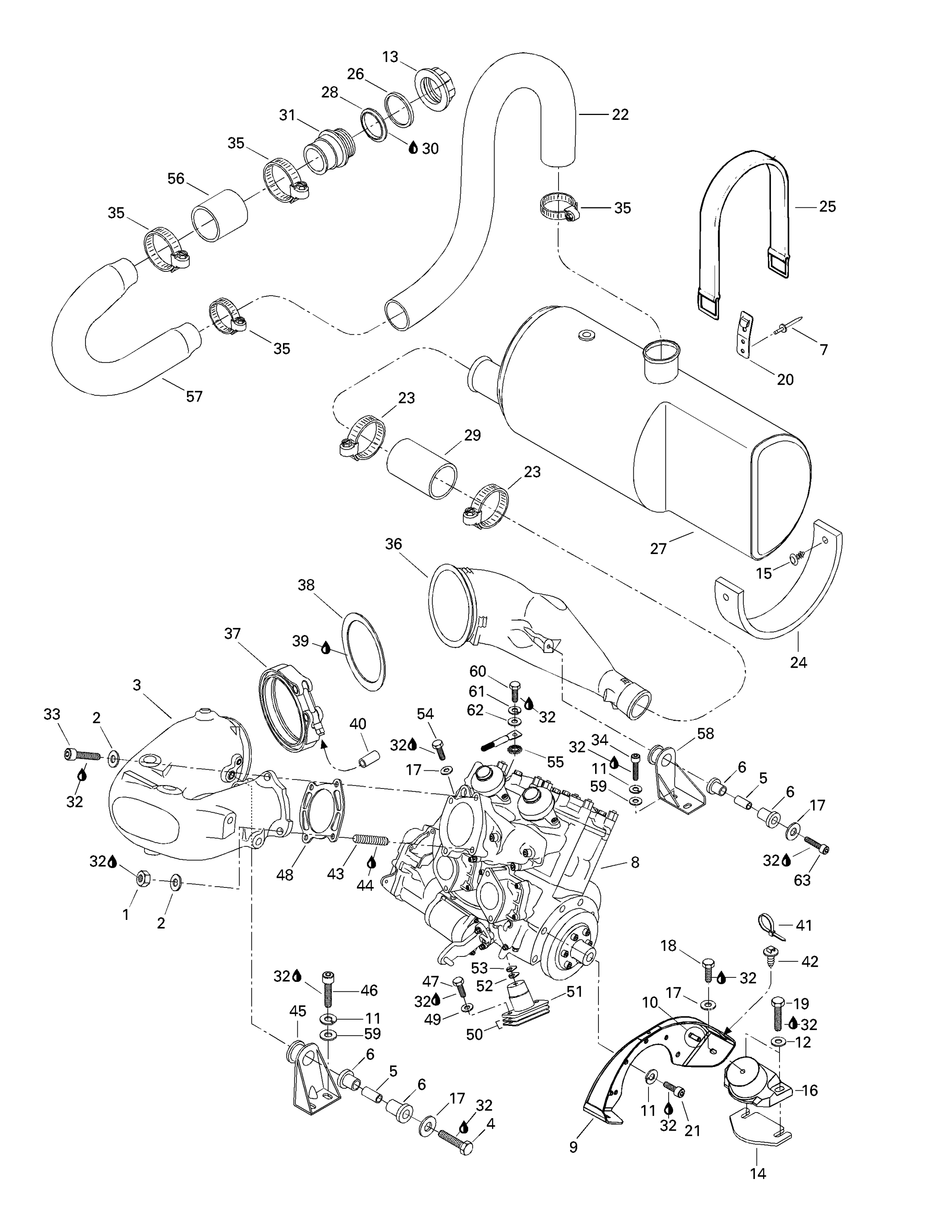 Схема узла: Engine Support And Muffler