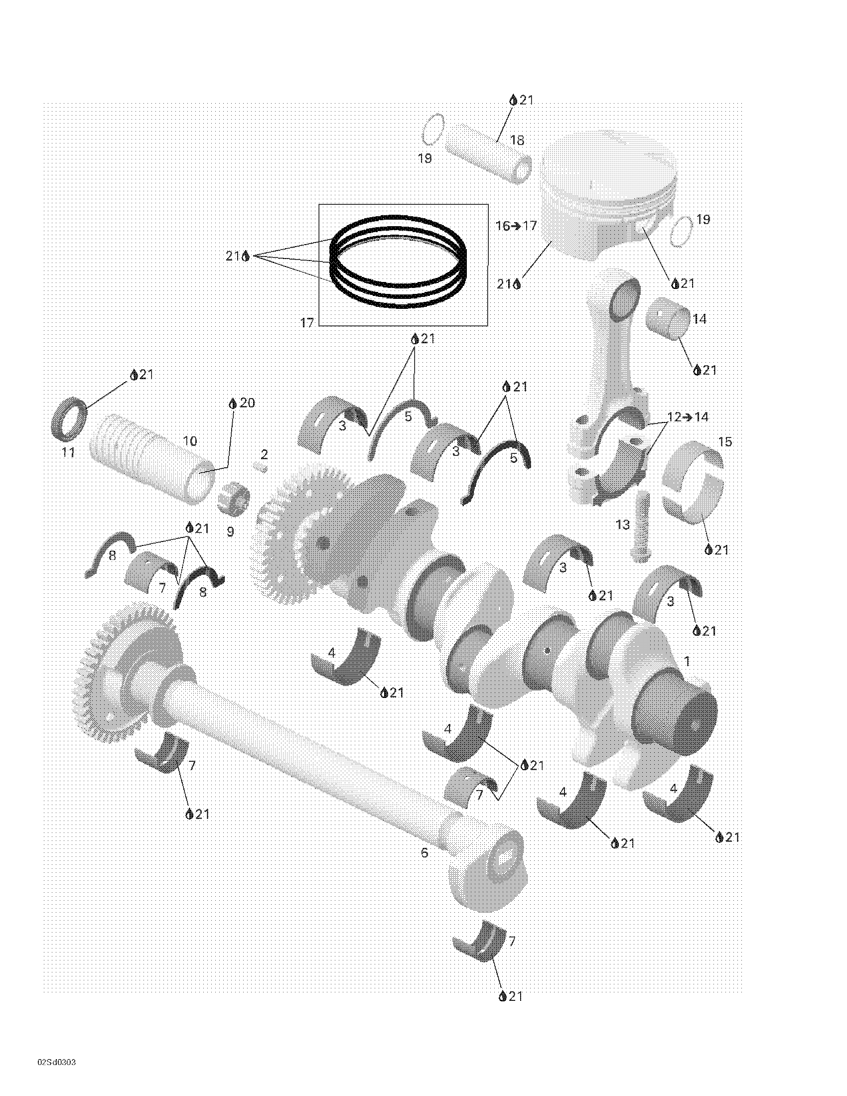 Схема узла: Crankshaft, Pistons And Balance Shaft
