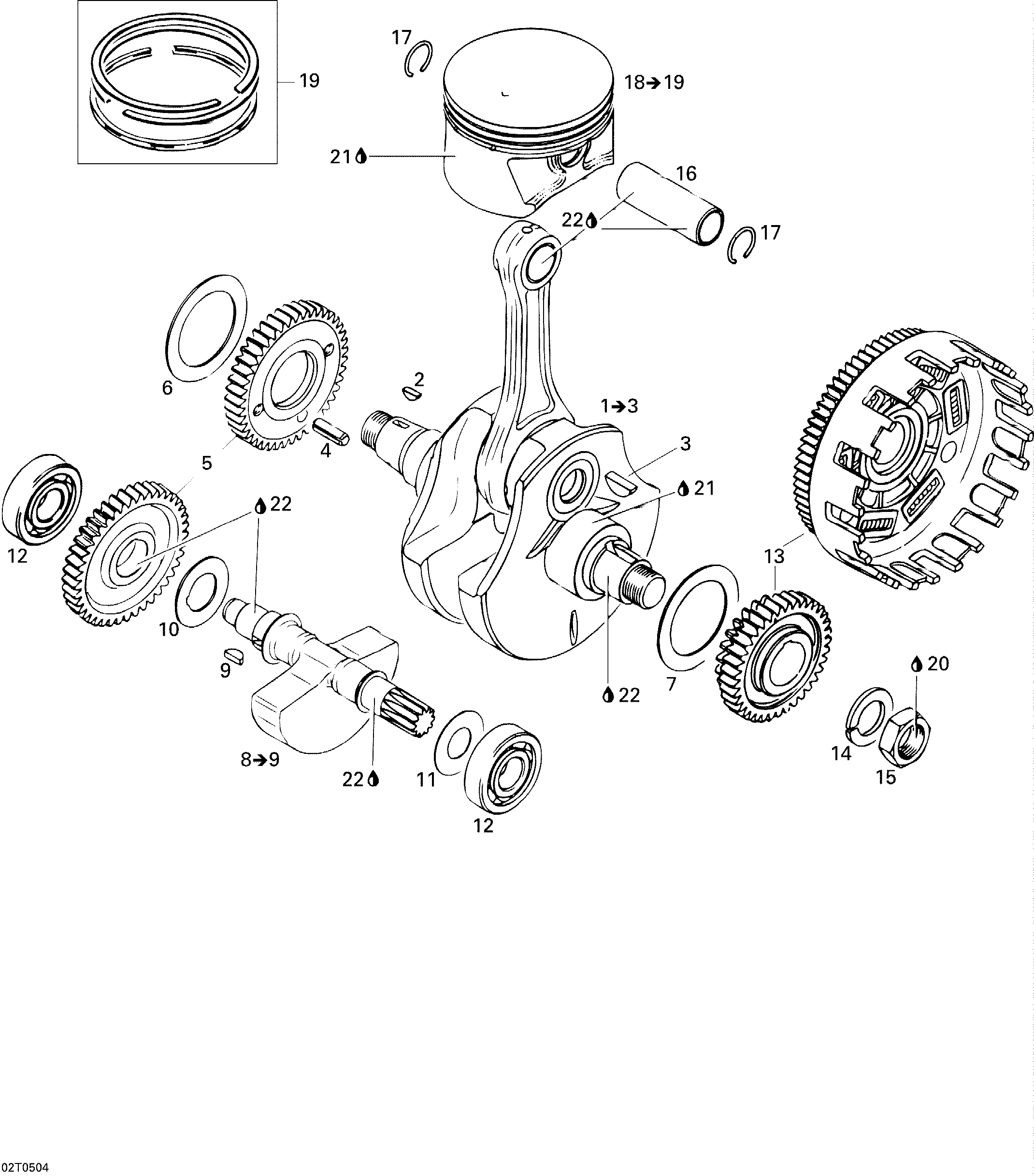 Схема узла: Crankshaft And Pistons